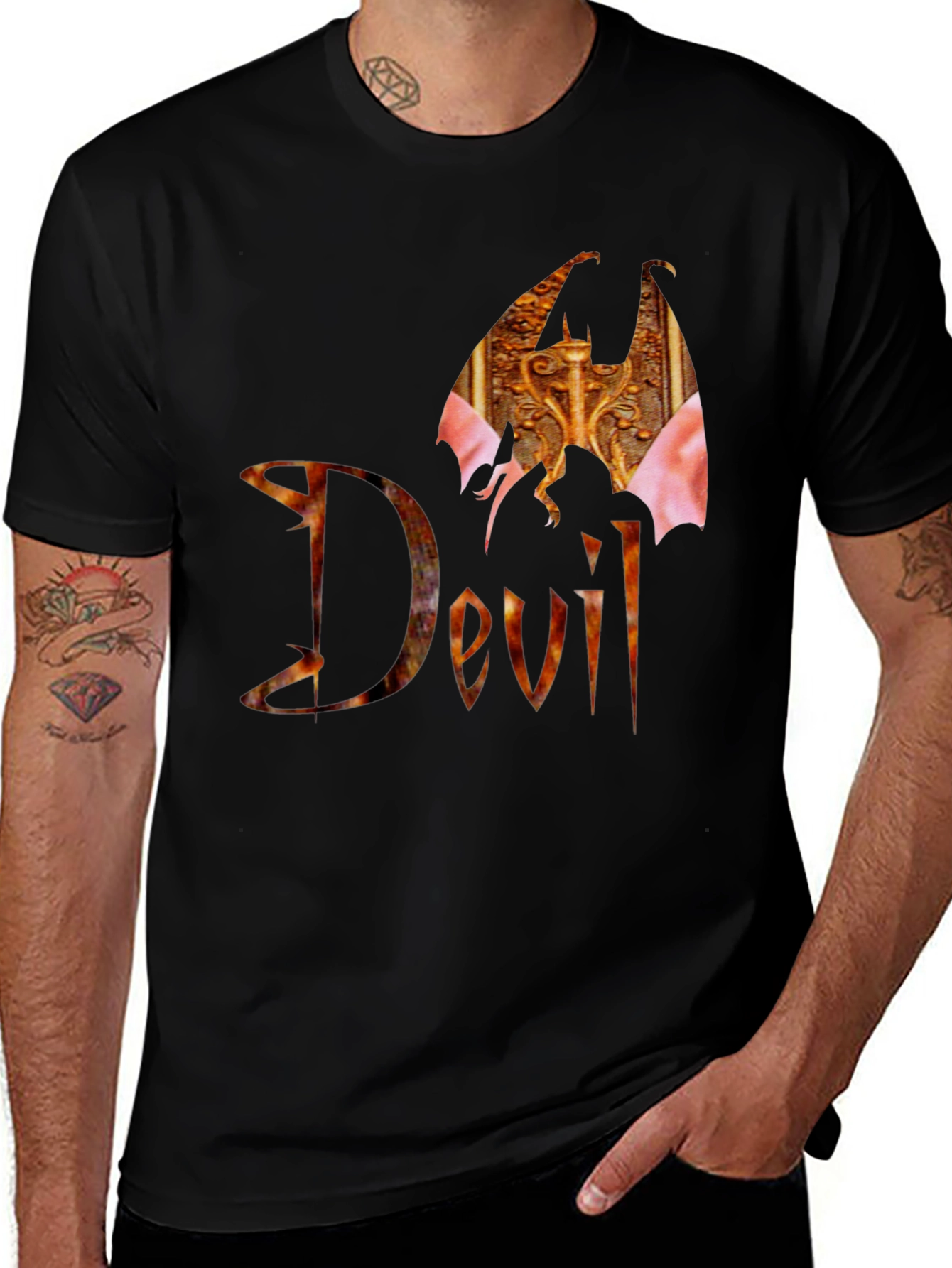 Devil Wings Graphic Black T-Shirt