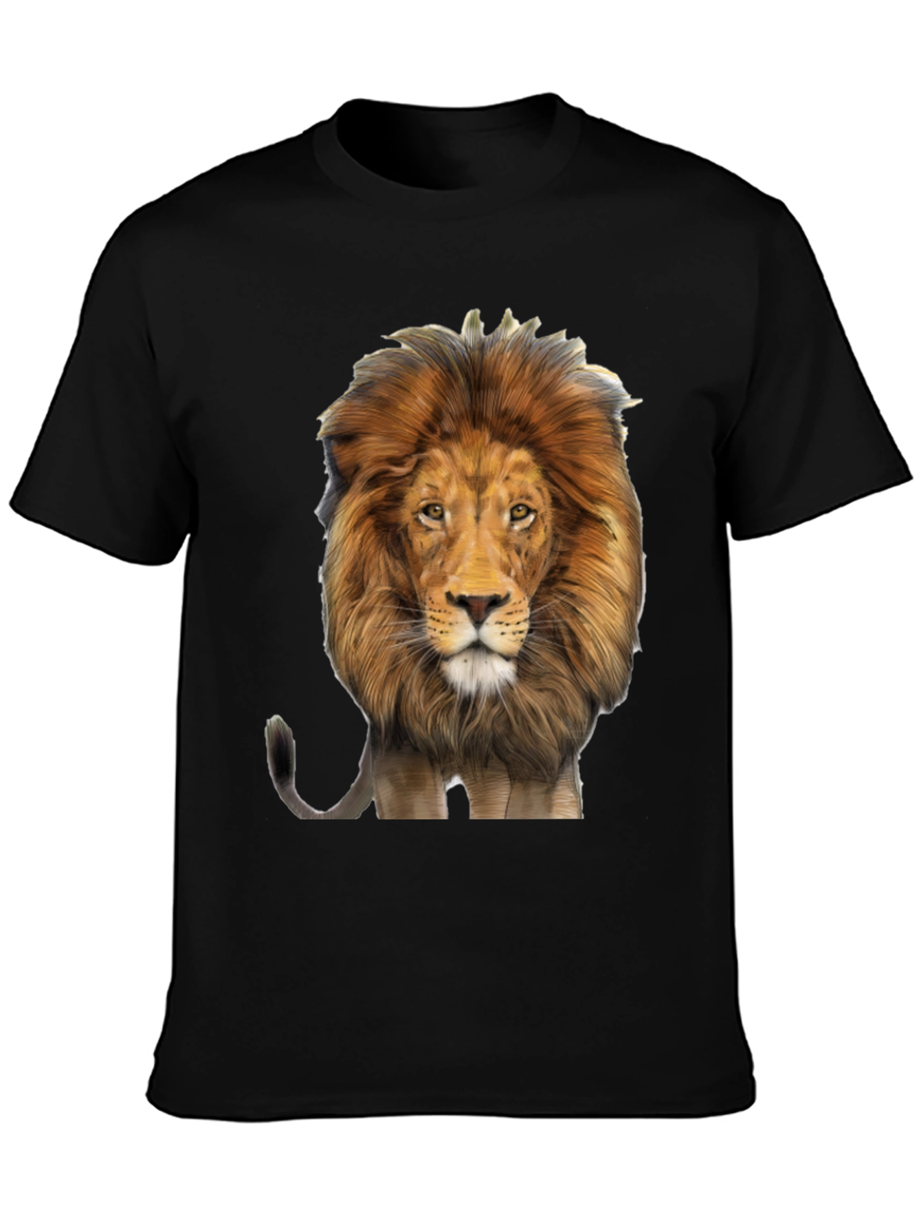 Lion Graphic Print Mens Black T-Shirt