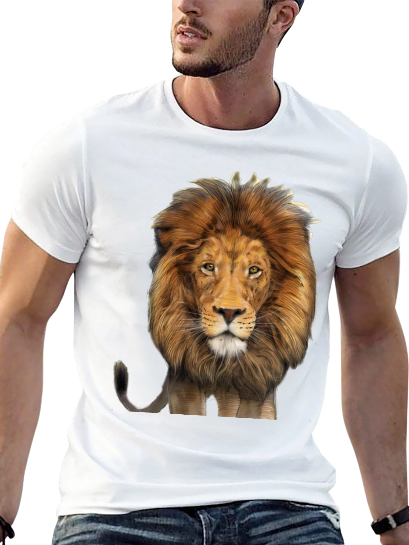Lion Graphic Print Mens Black T-Shirt