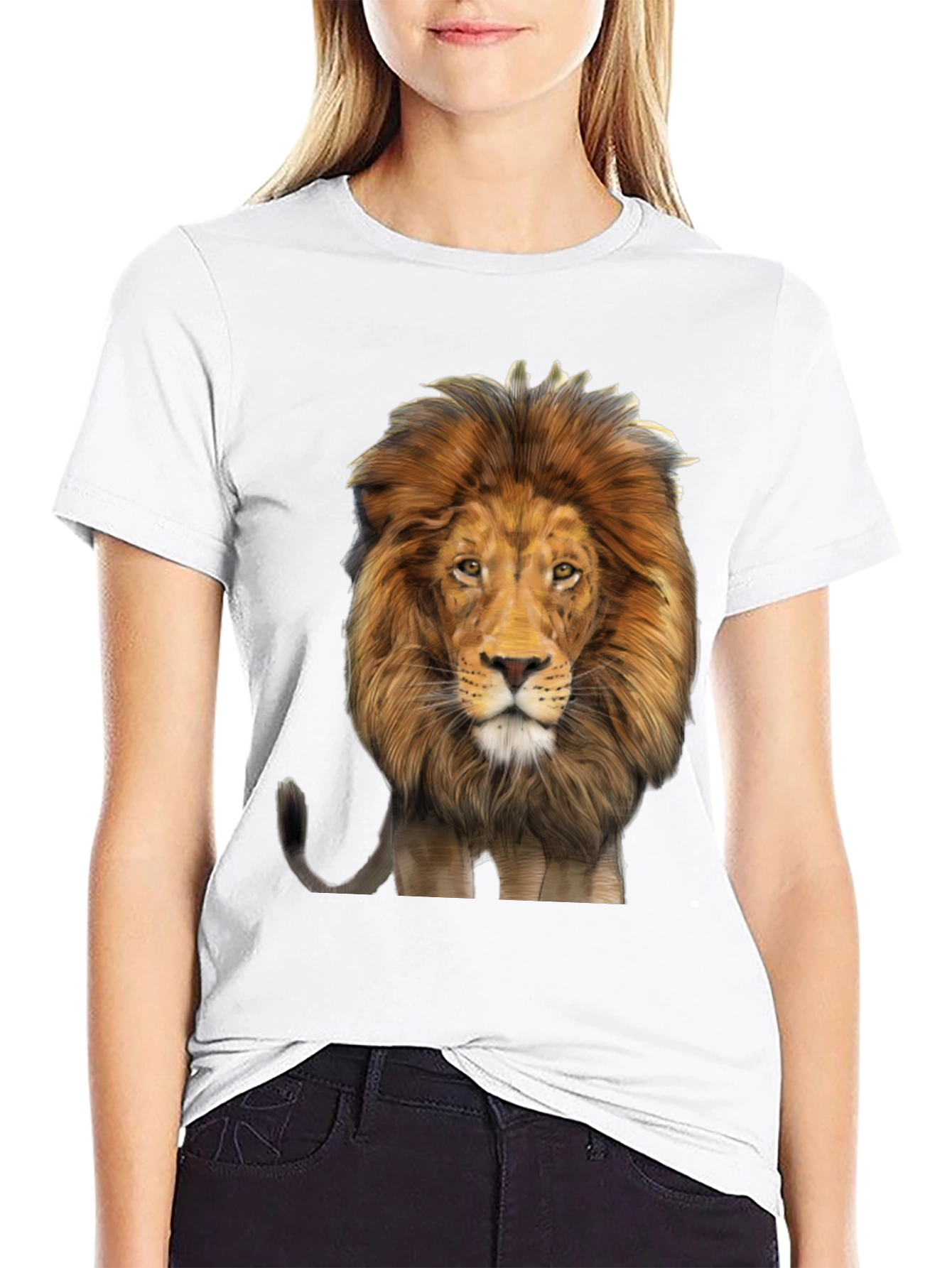 Lion Graphic Print Mens Black T-Shirt