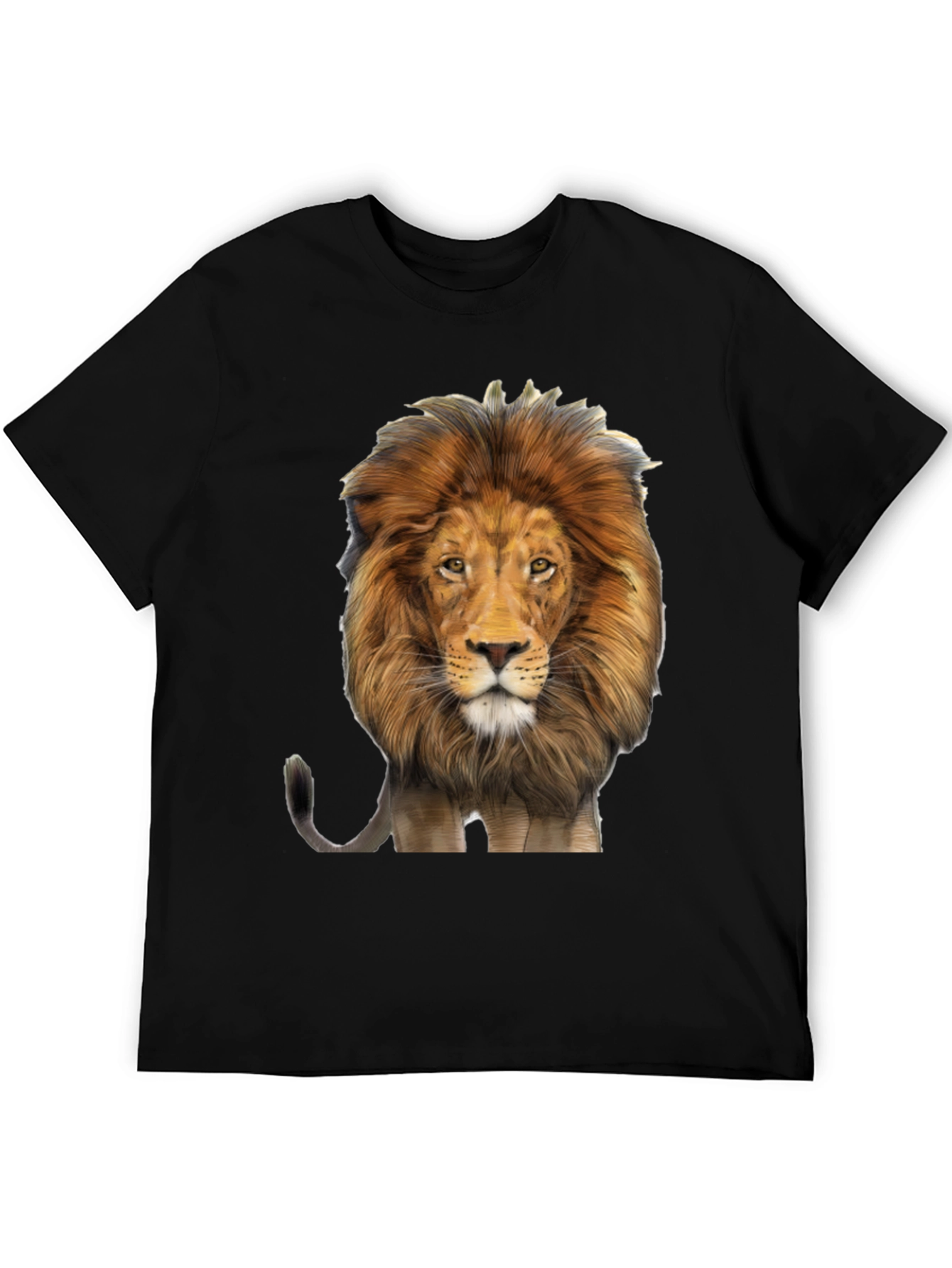 Lion Graphic Print Mens Black T-Shirt