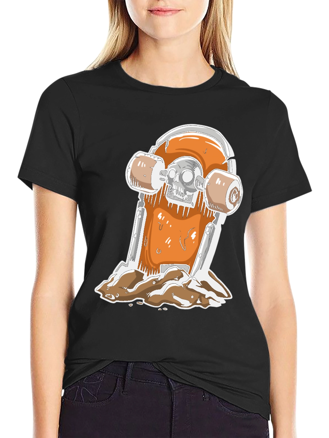 Skateboarding Skull T-Shirt - Black