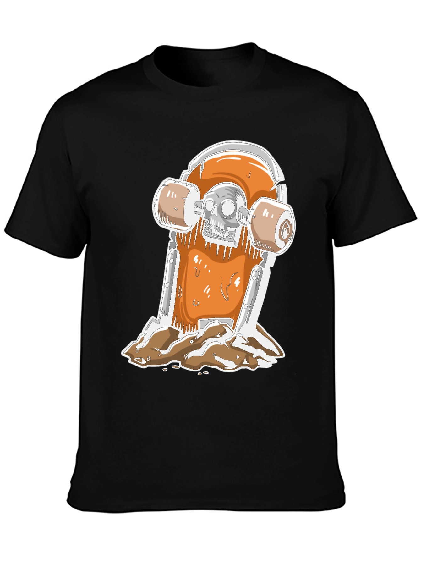 Skateboarding Skull T-Shirt - Black