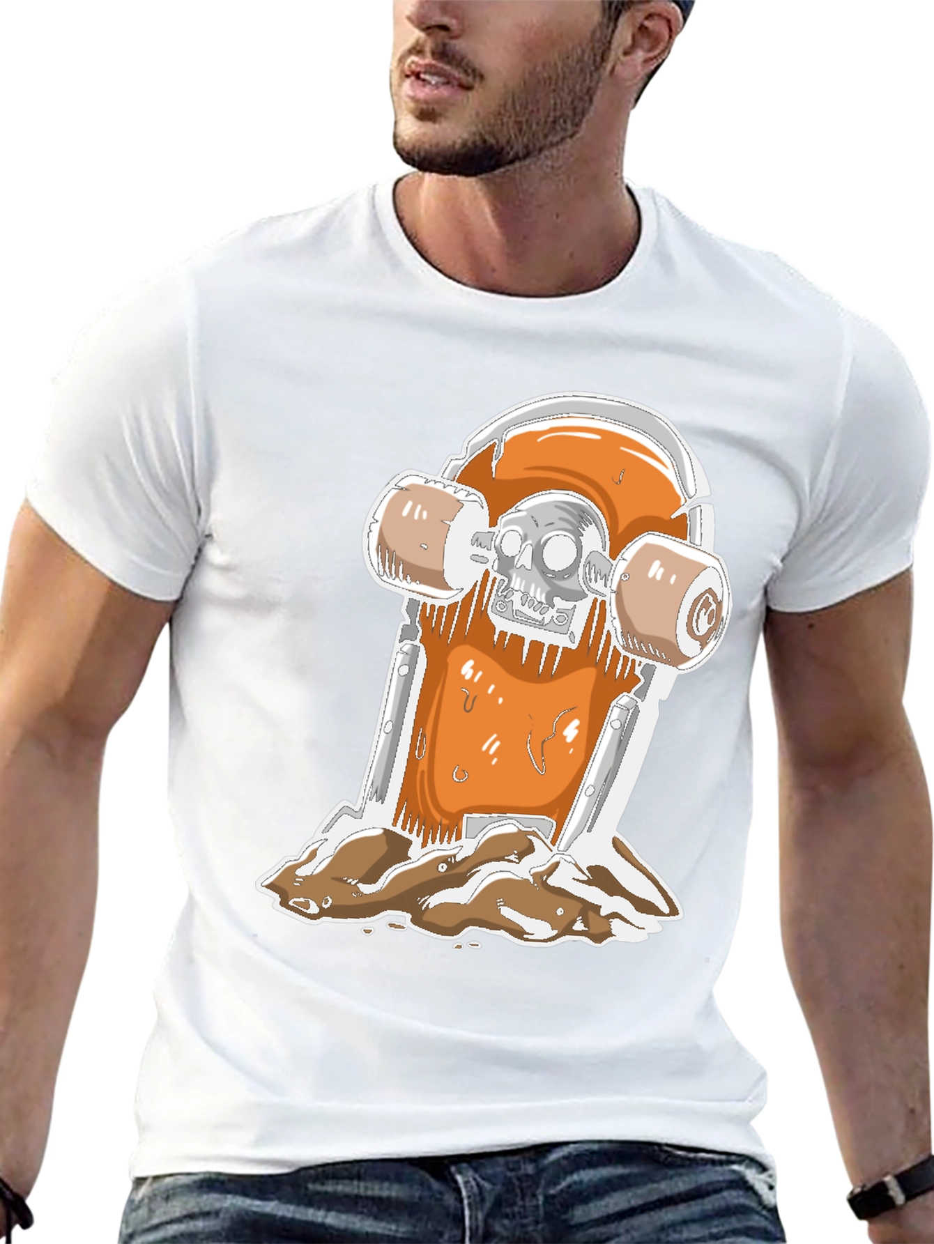 Skateboarding Skull T-Shirt - Black
