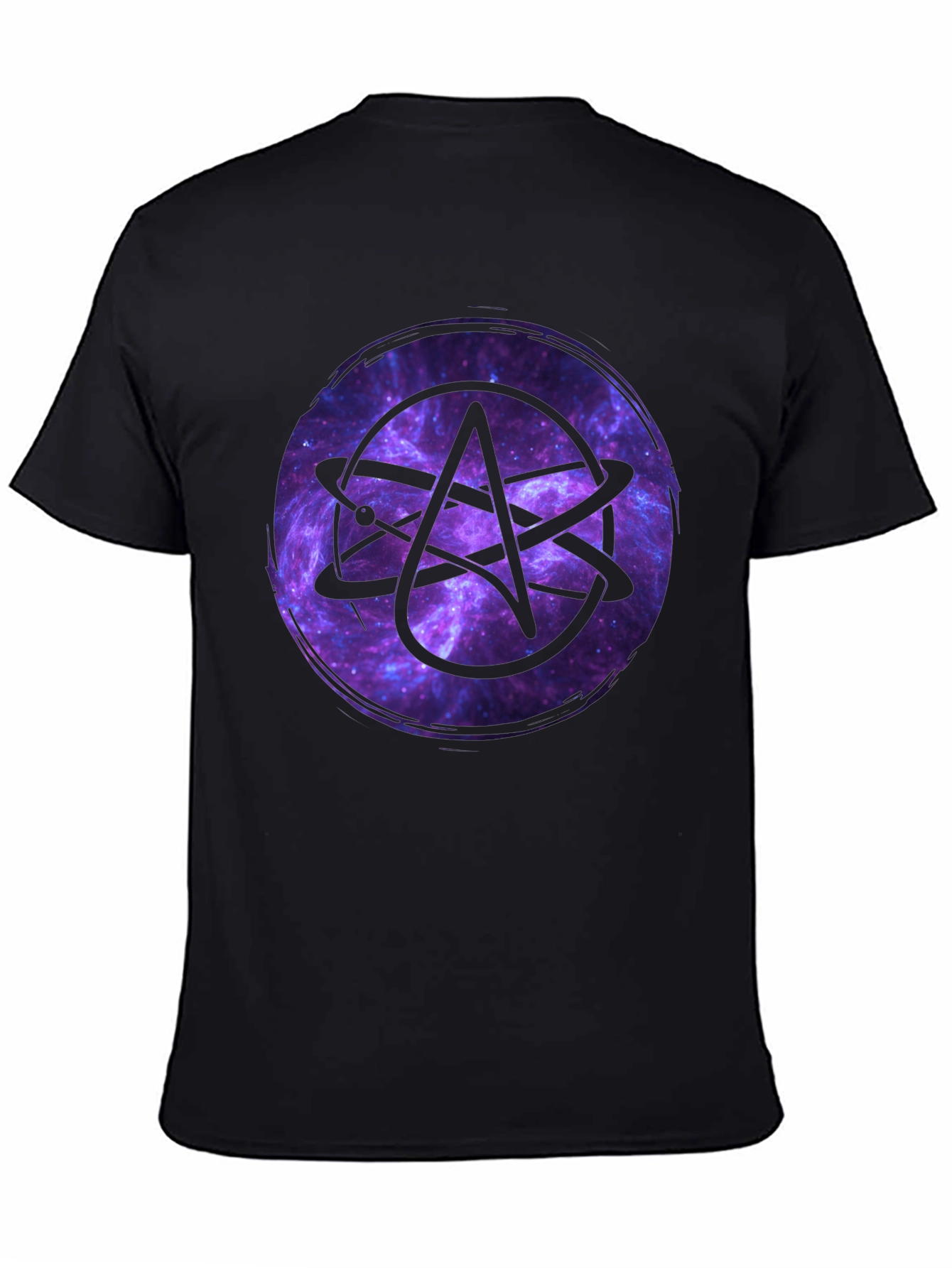 Atheist Atom Symbol Galaxy Graphic Black T-Shirt