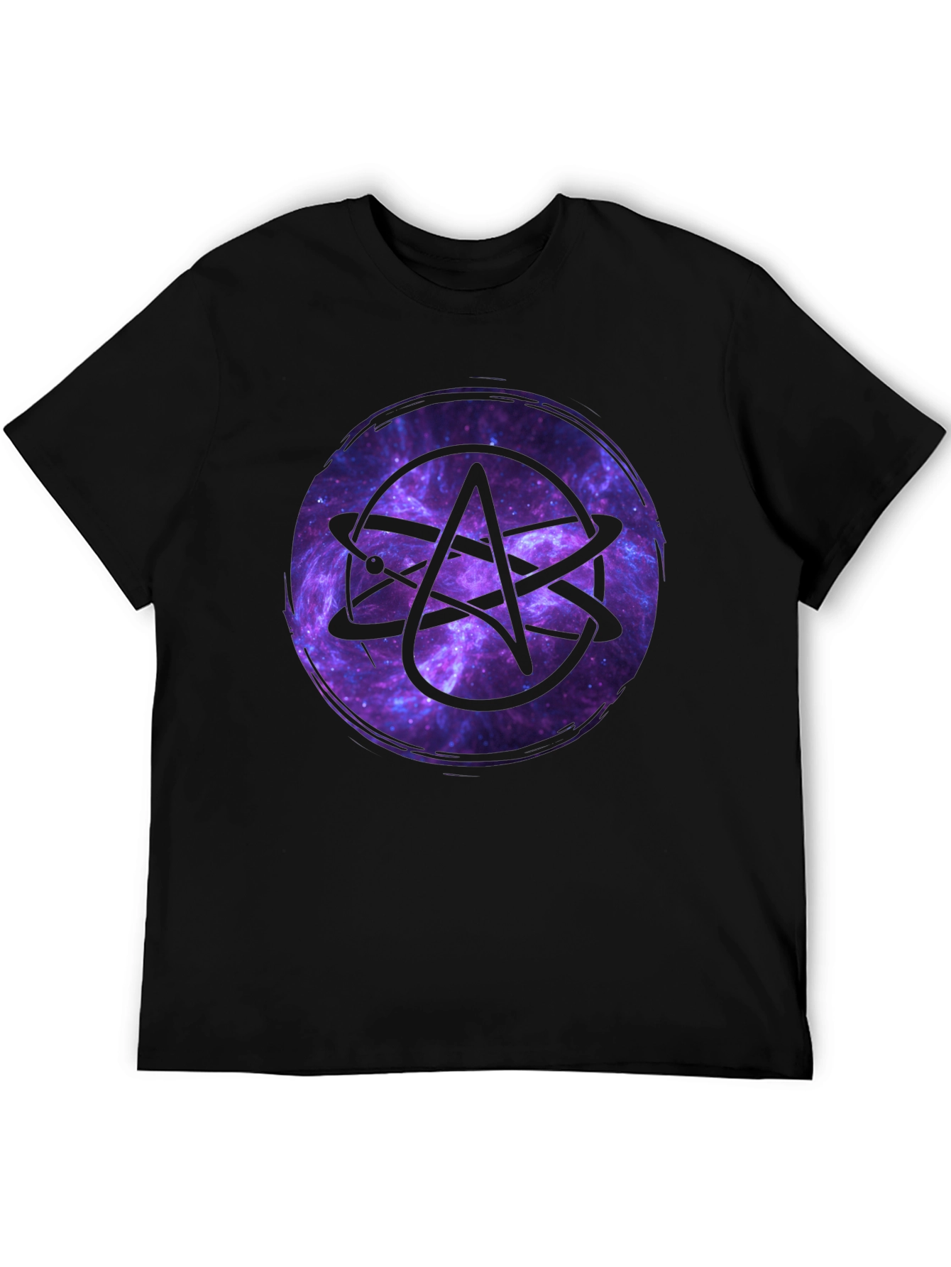 Atheist Atom Symbol Galaxy Graphic Black T-Shirt