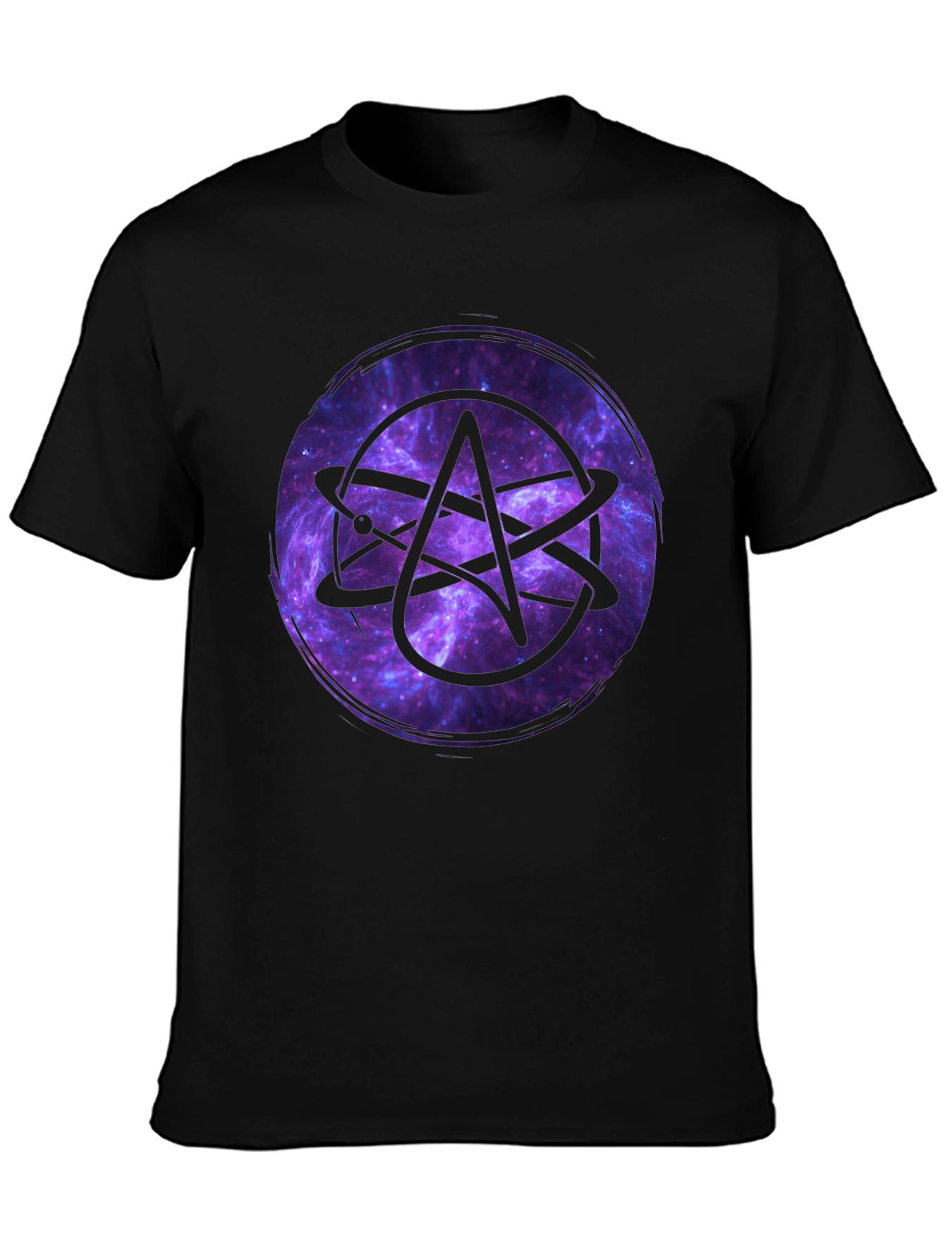 Atheist Atom Symbol Galaxy Graphic Black T-Shirt