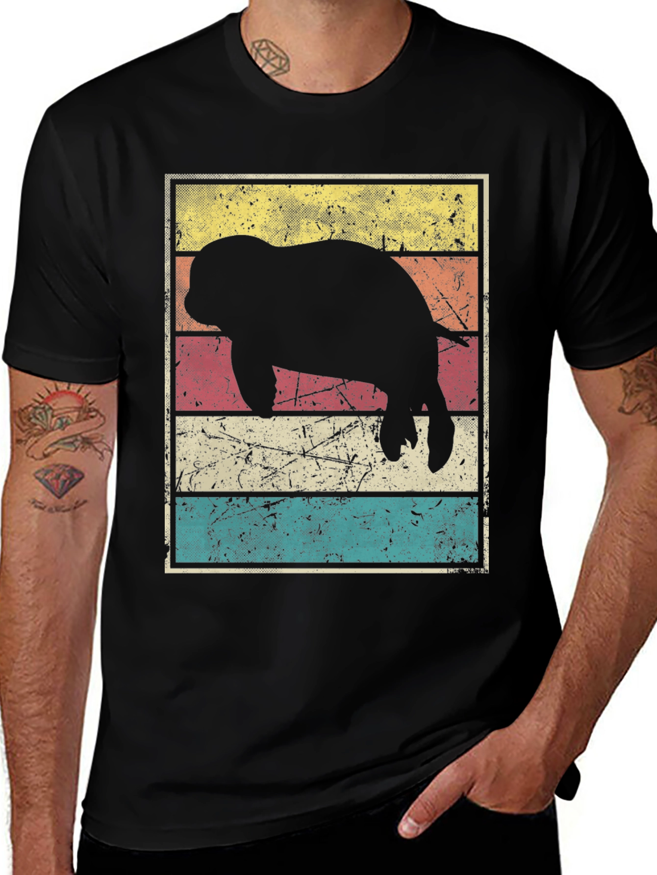 Retro Manatee Silhouette T-Shirt
