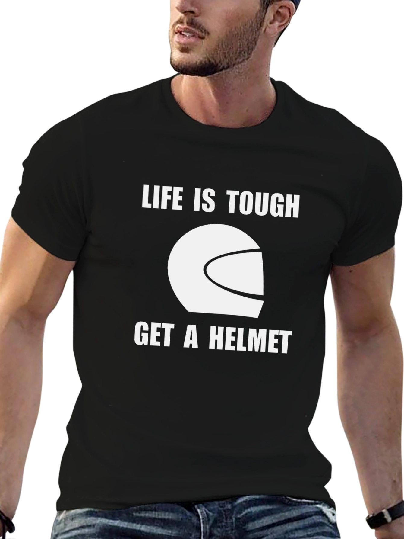 Life Is Tough Get A Helmet Graphic T-Shirt