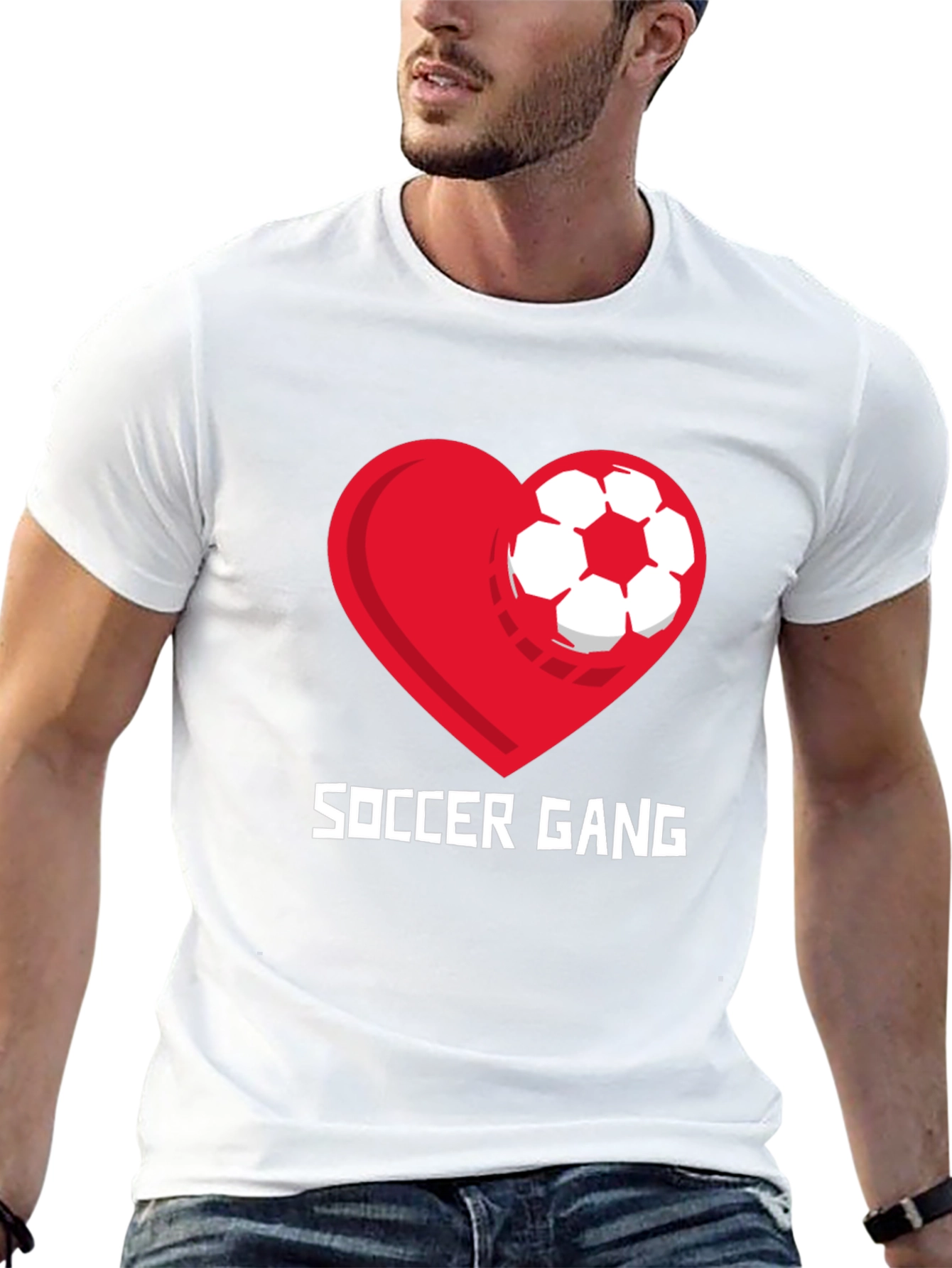 Soccer Gang Graphic T-Shirt - Heart and Ball Design
