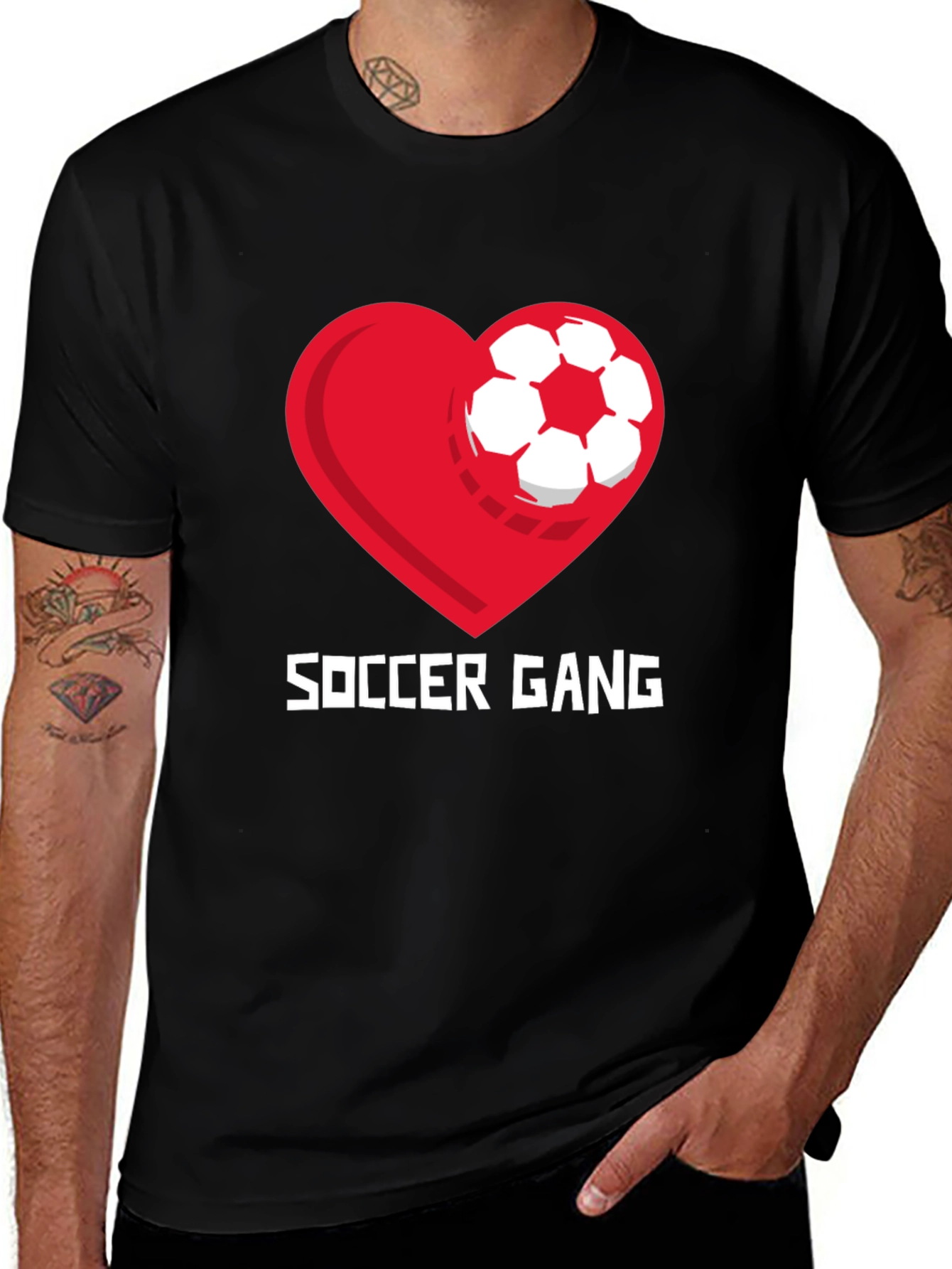 Soccer Gang Graphic T-Shirt - Heart and Ball Design
