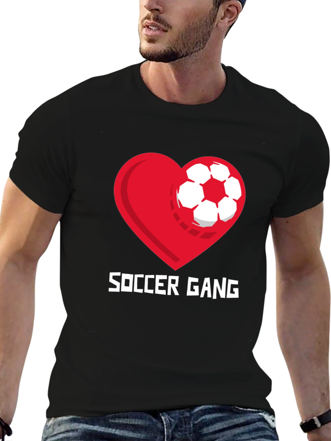 Soccer Gang Graphic T-Shirt - Heart and Ball Design