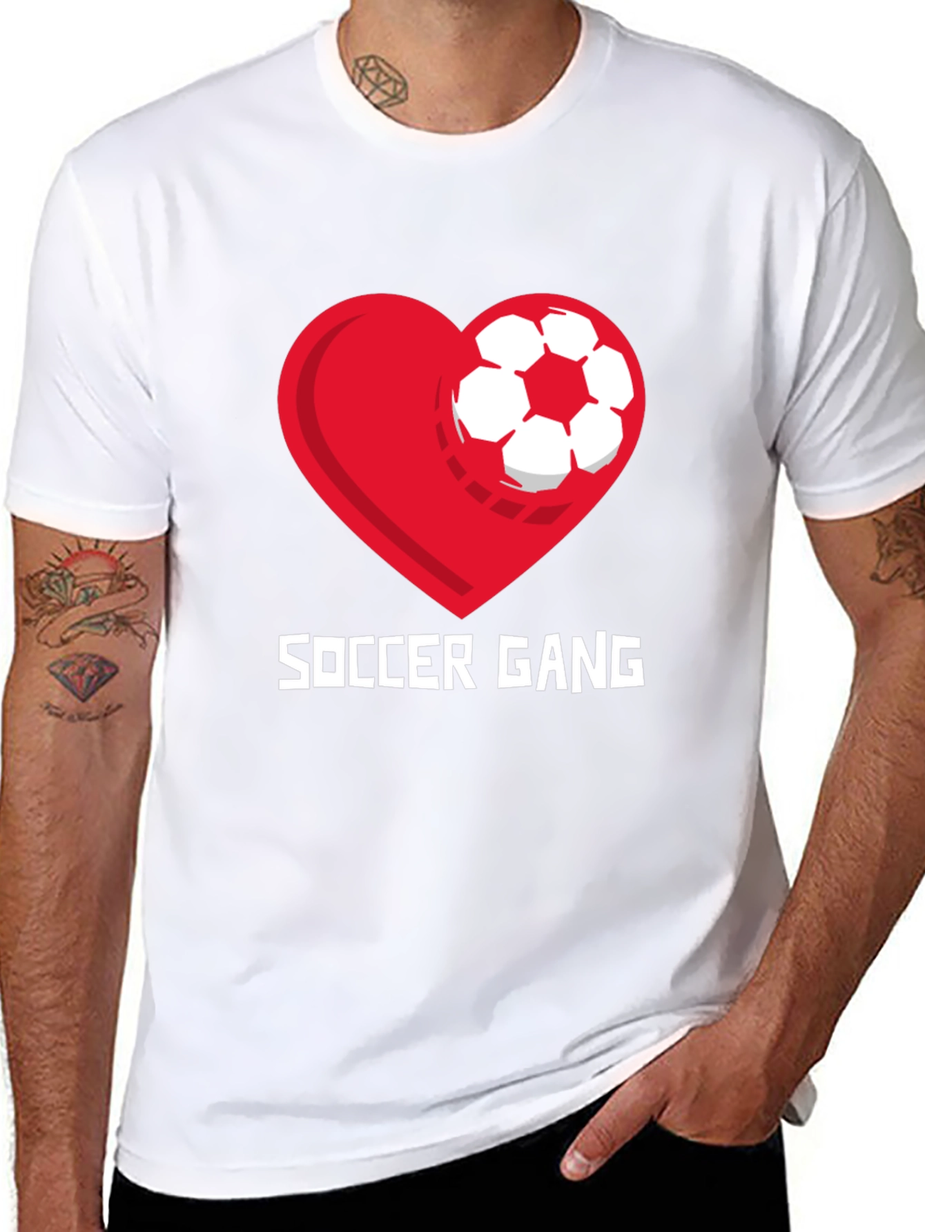 Soccer Gang Graphic T-Shirt - Heart and Ball Design