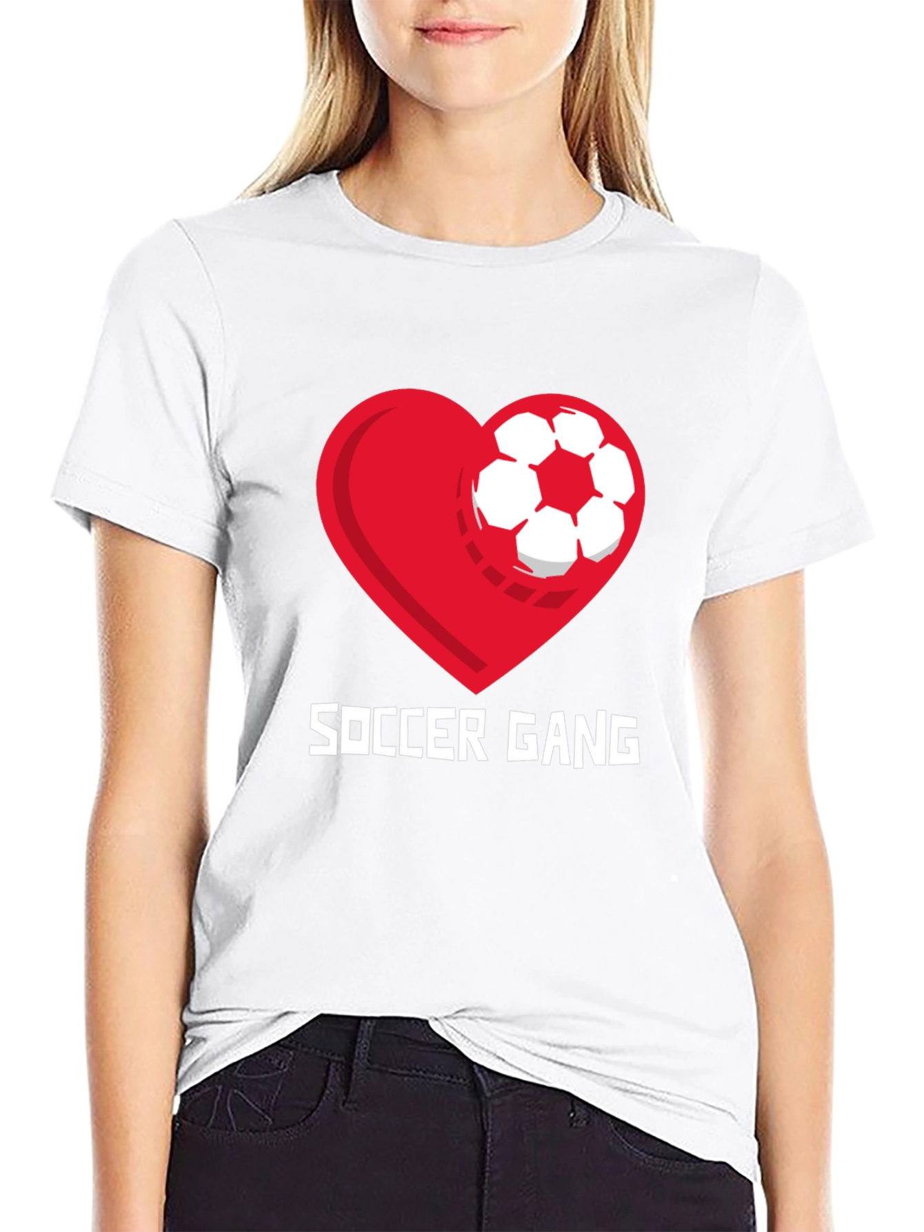 Soccer Gang Graphic T-Shirt - Heart and Ball Design