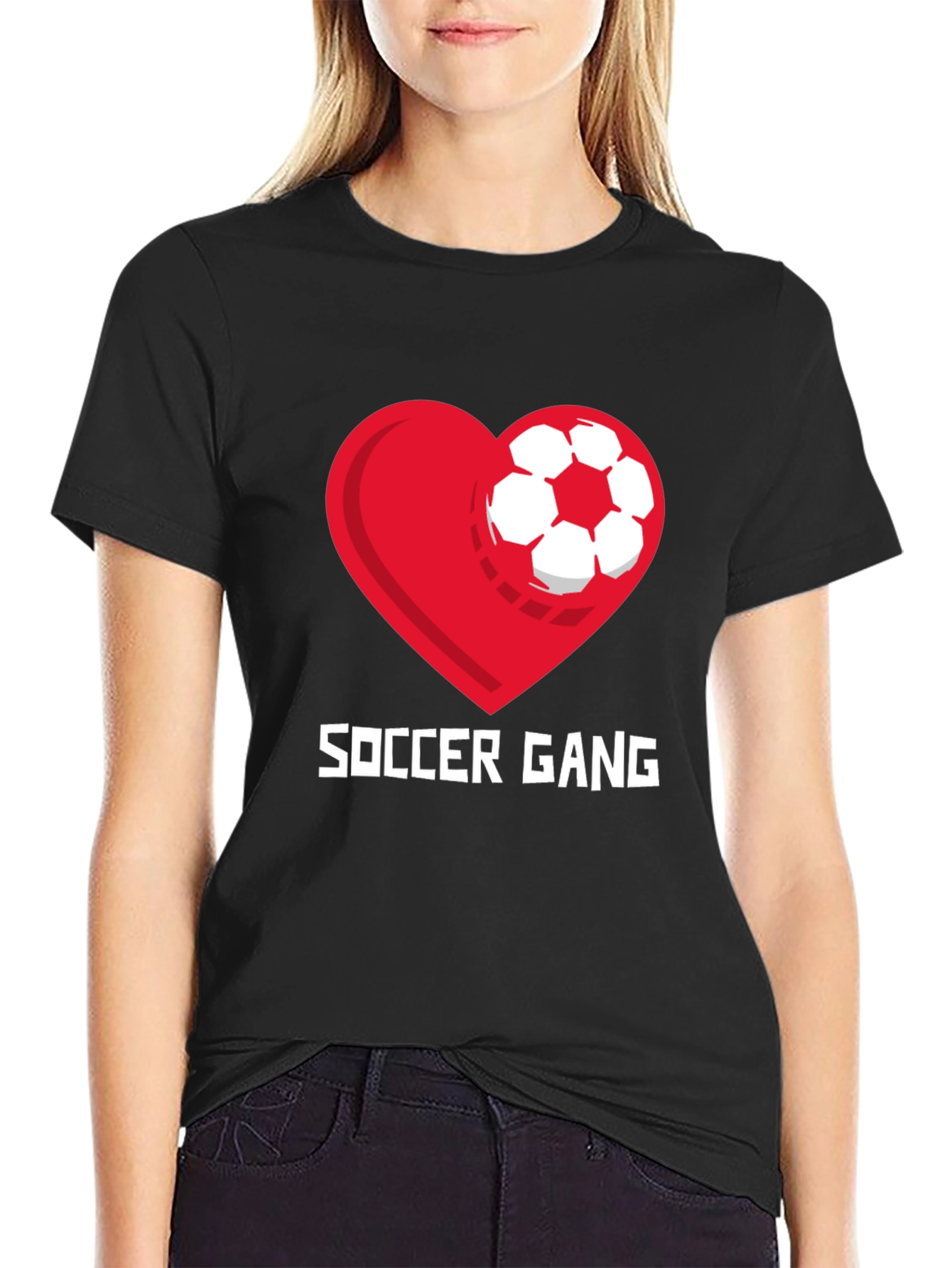 Soccer Gang Graphic T-Shirt - Heart and Ball Design