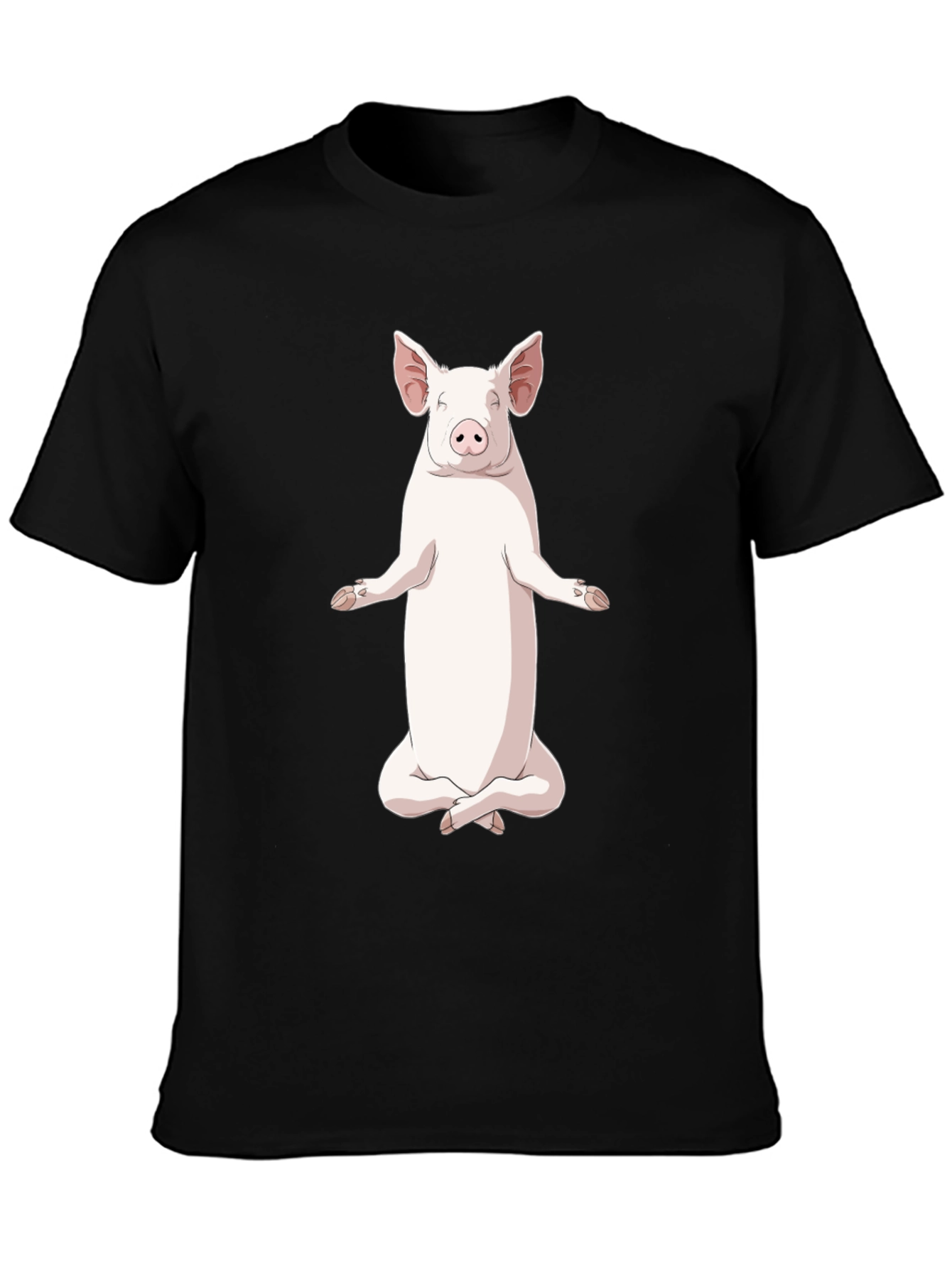 Yoga Pig Graphic T-Shirt - Relaxed Fit Black