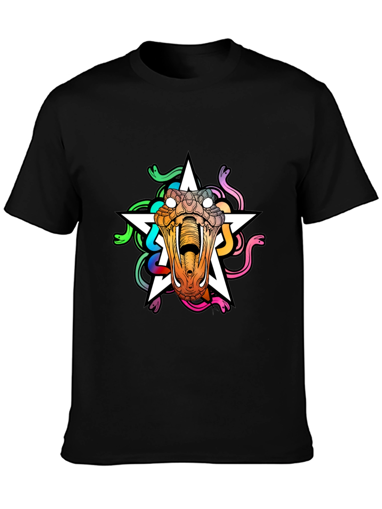 Medusa Star Graphic Tee - Bold Snake Design