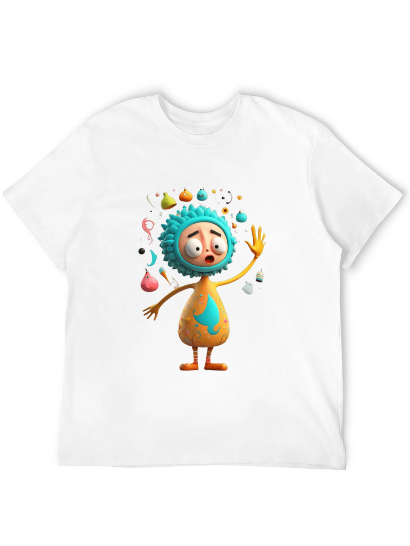 Cartoon Character Print Black T-Shirt