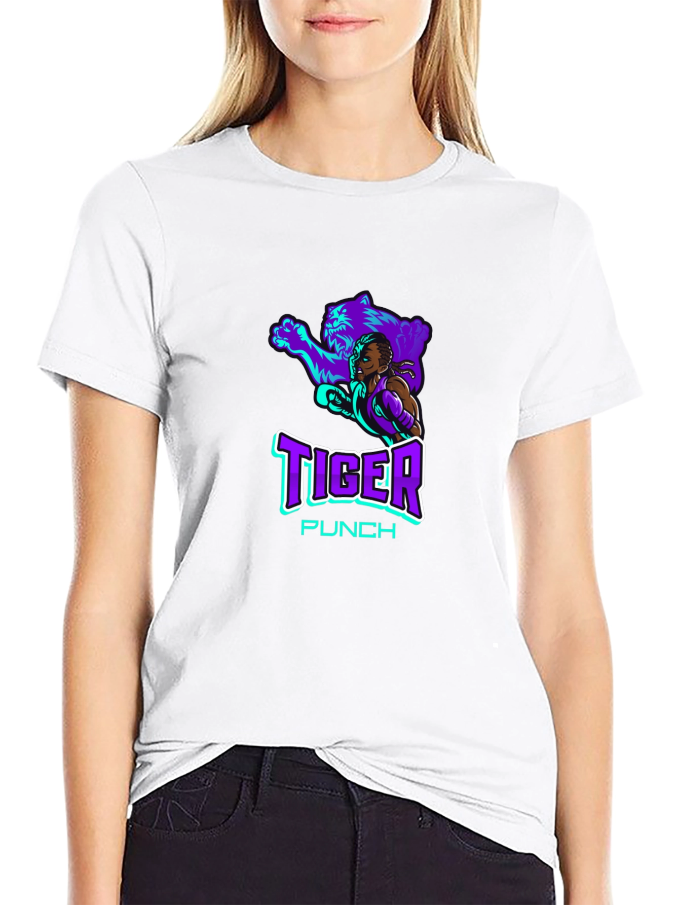 Tiger Punch Graphic Black T-Shirt