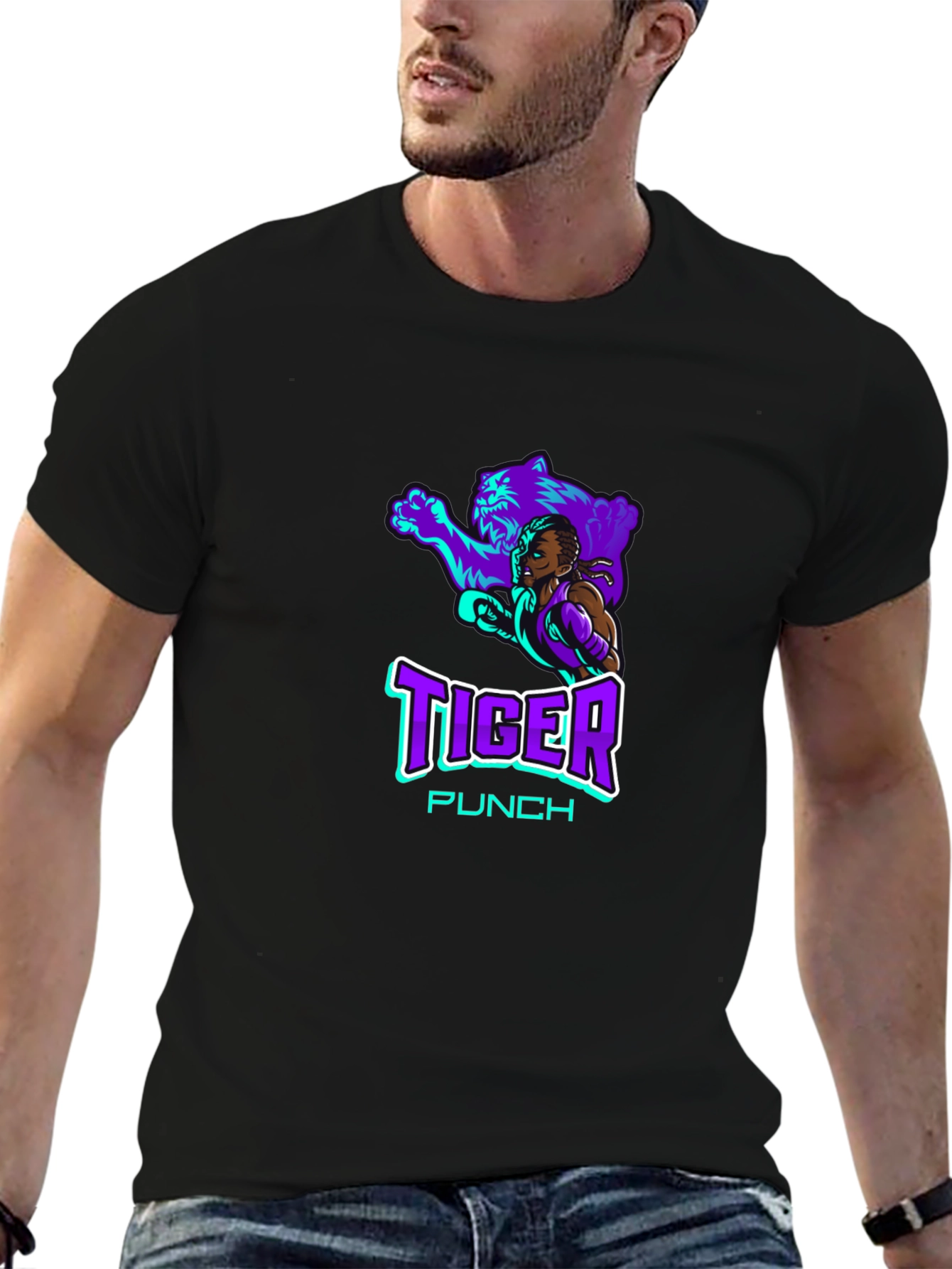 Tiger Punch Graphic Black T-Shirt