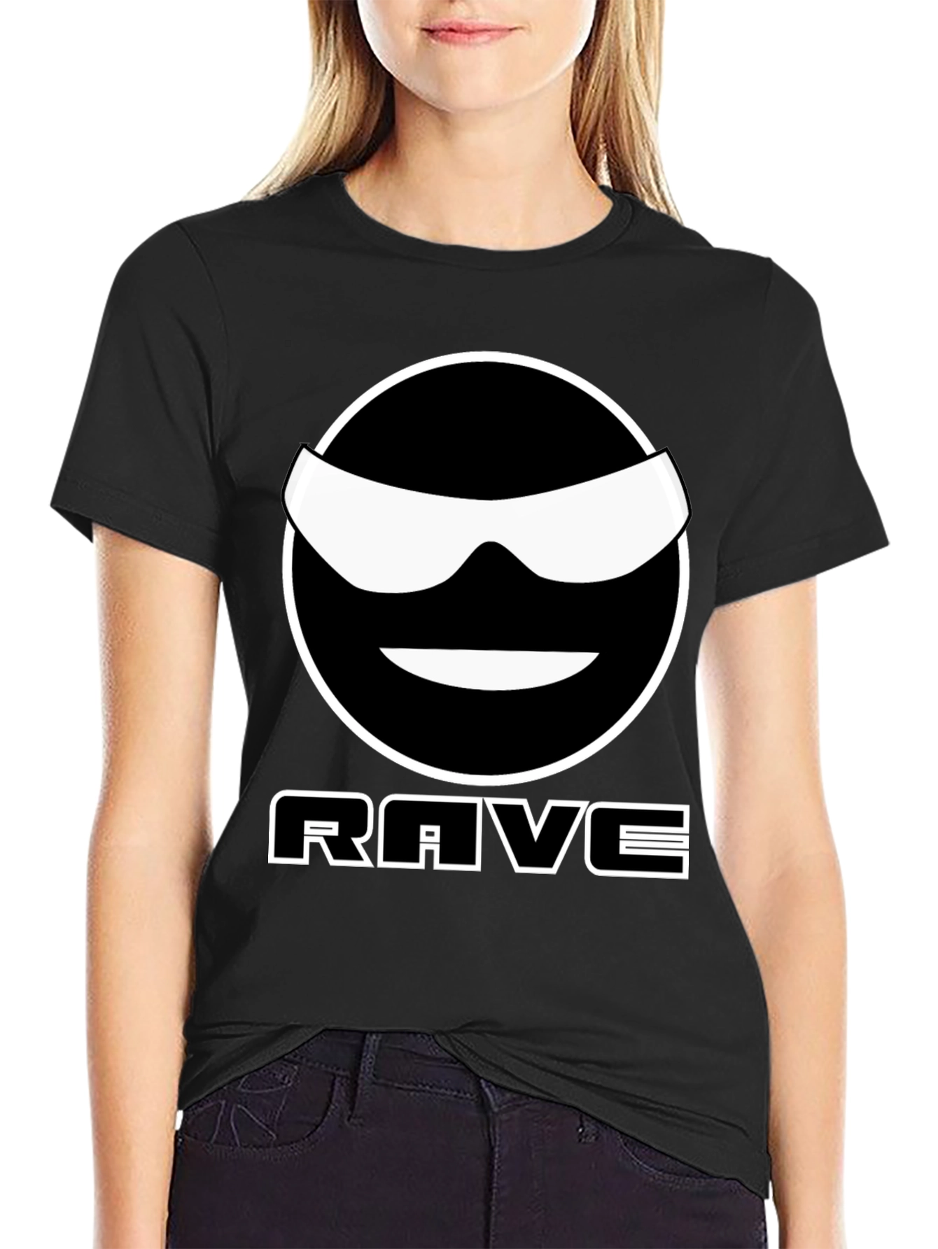 Rave Smiley Graphic T-Shirt - Cool Black Tee
