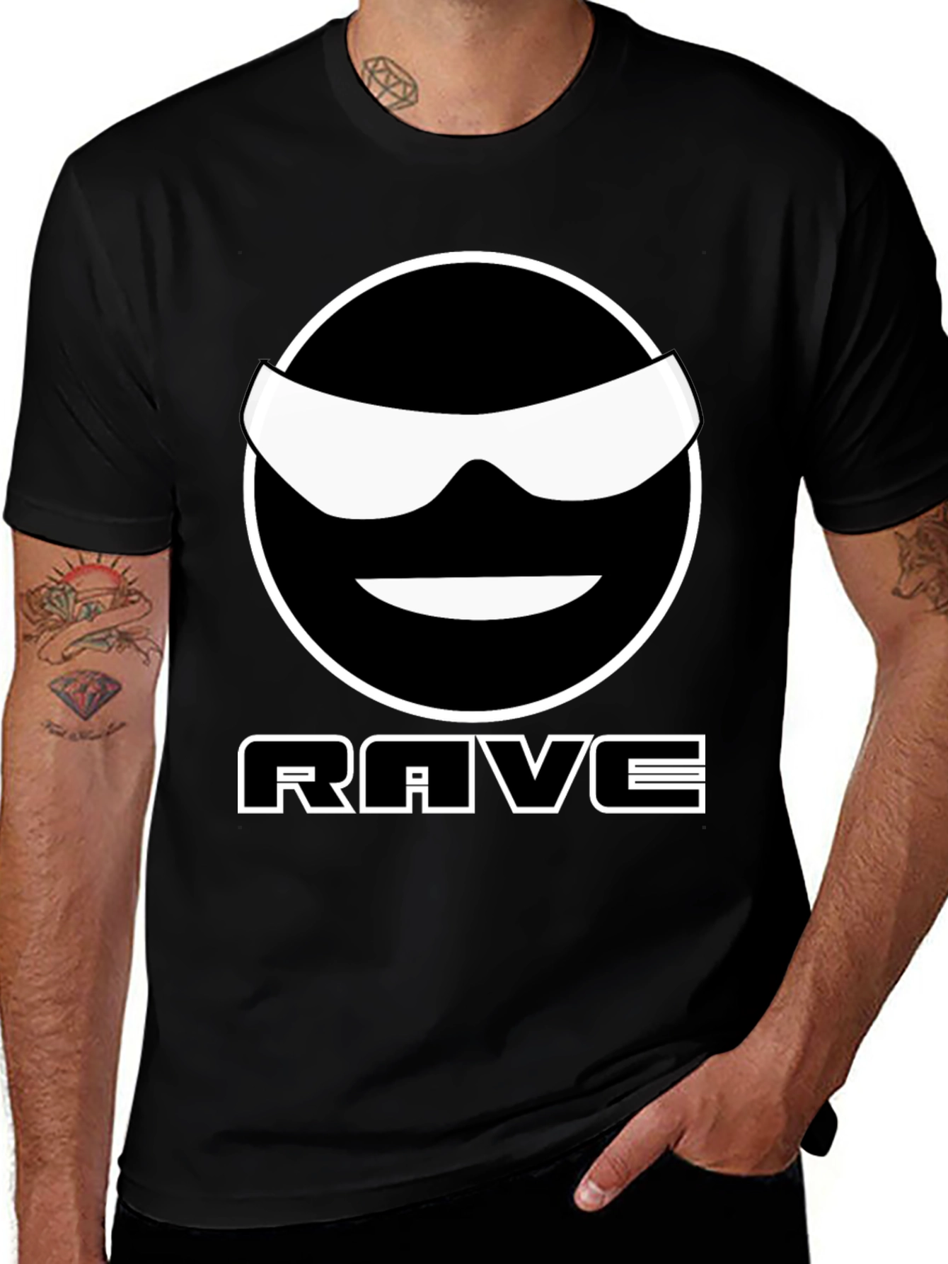 Rave Smiley Graphic T-Shirt - Cool Black Tee