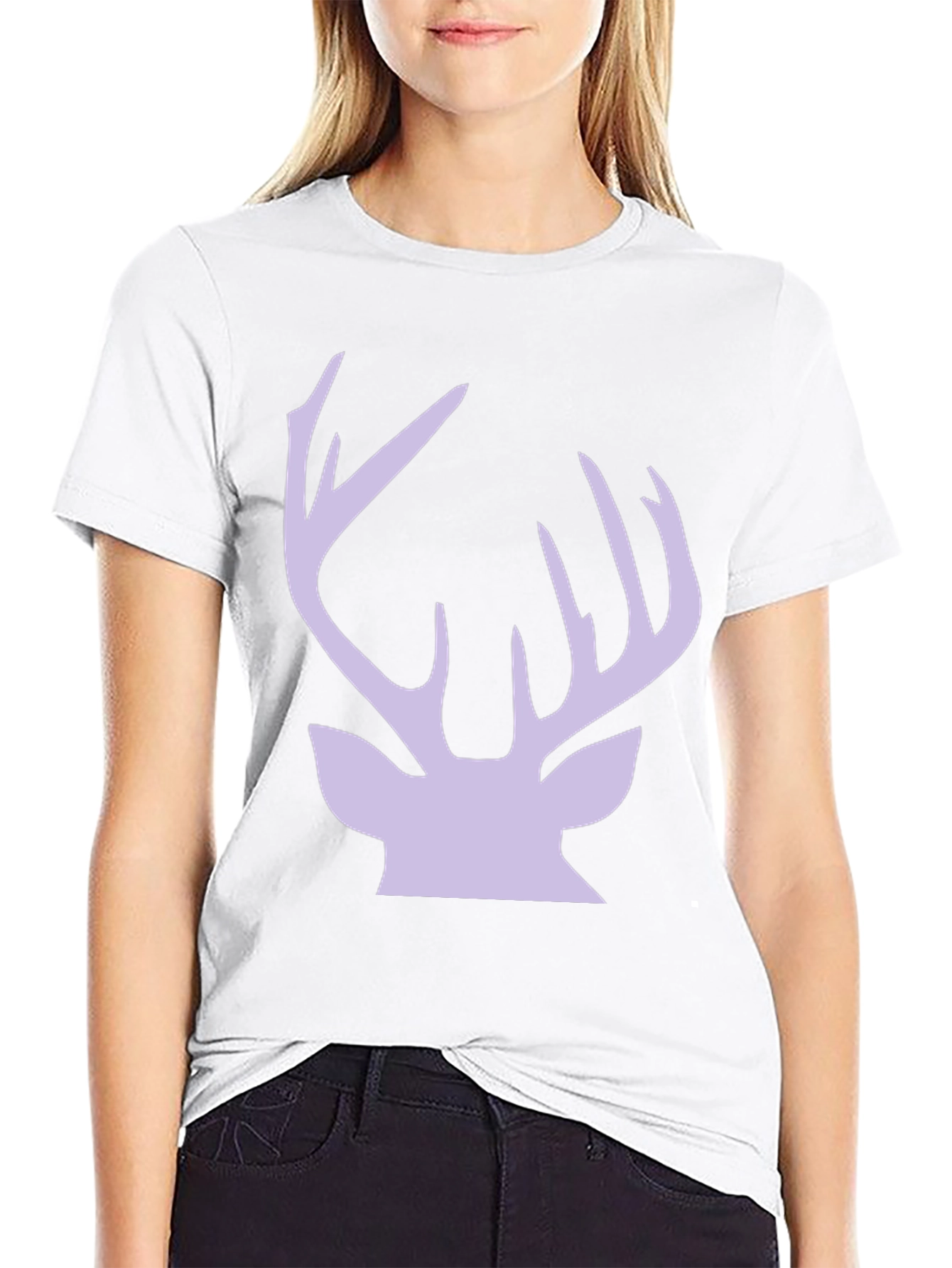 Deer Antler Graphic Tee - Stylish Black Cotton T-Shirt