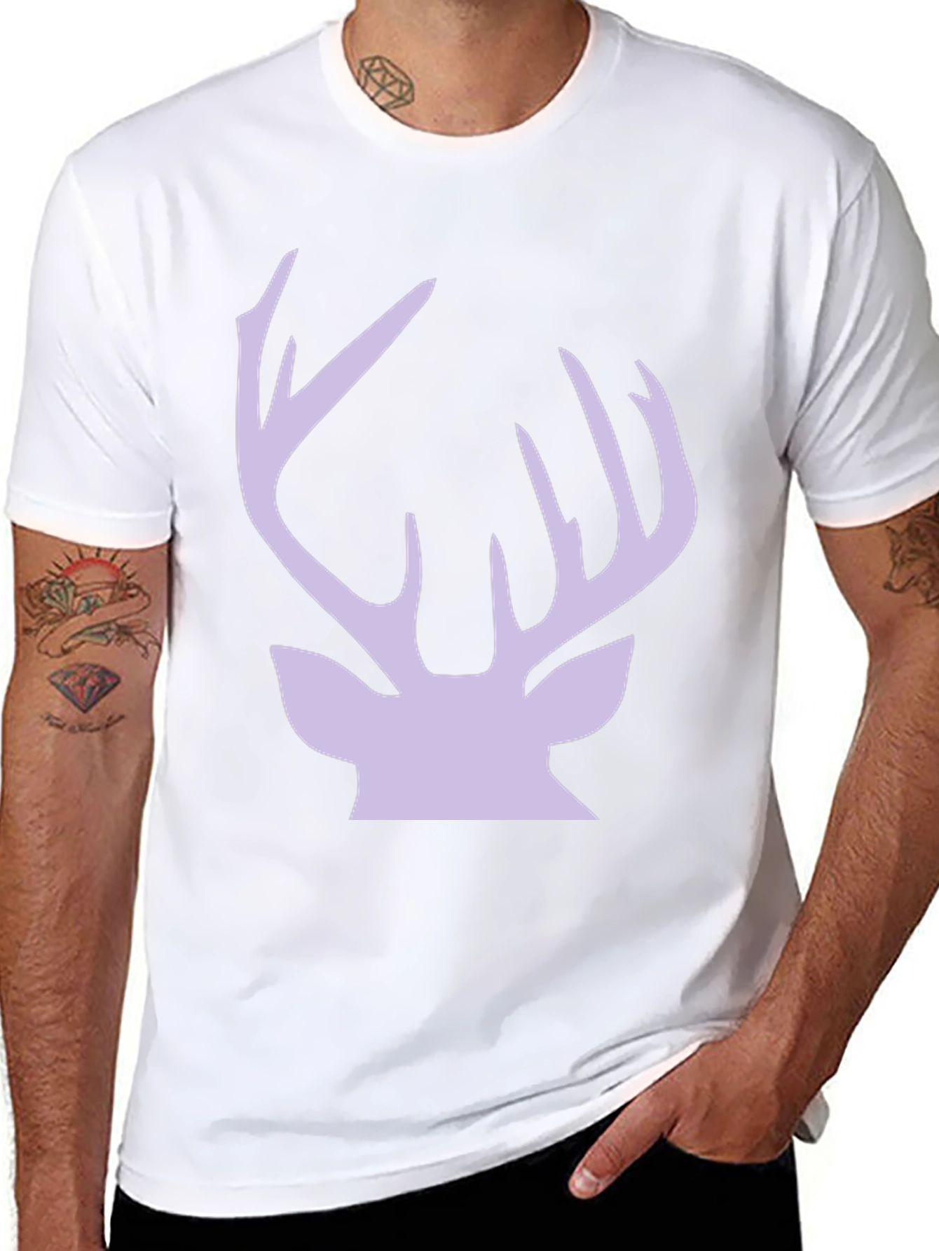 Deer Antler Graphic Tee - Stylish Black Cotton T-Shirt