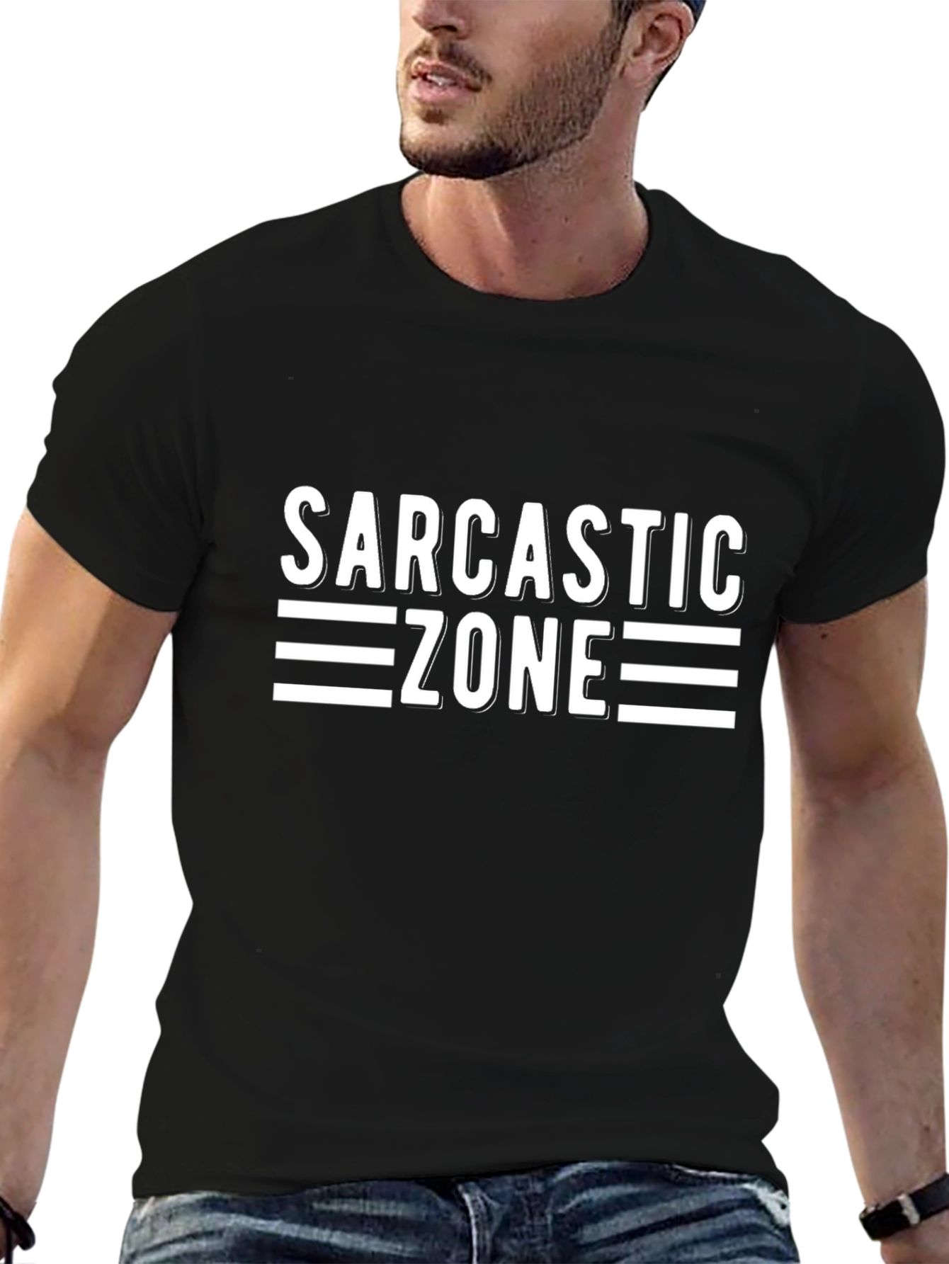 Sarcastic Zone Graphic Tee - Black Casual T-Shirt