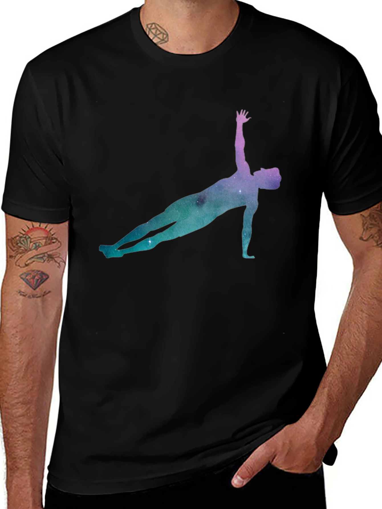 Cosmic Yoga Pose Black Tee