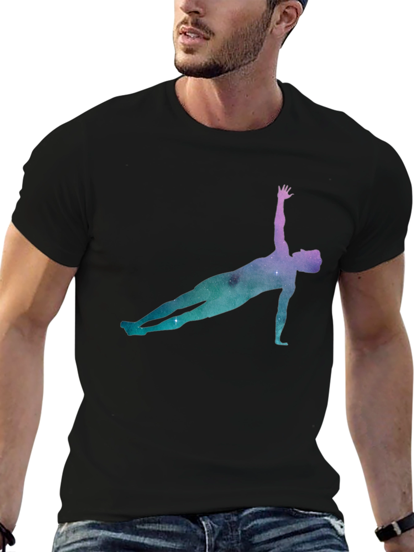 Cosmic Yoga Pose Black Tee