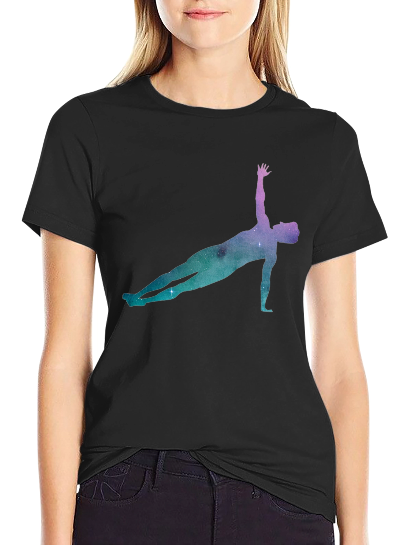 Cosmic Yoga Pose Black Tee