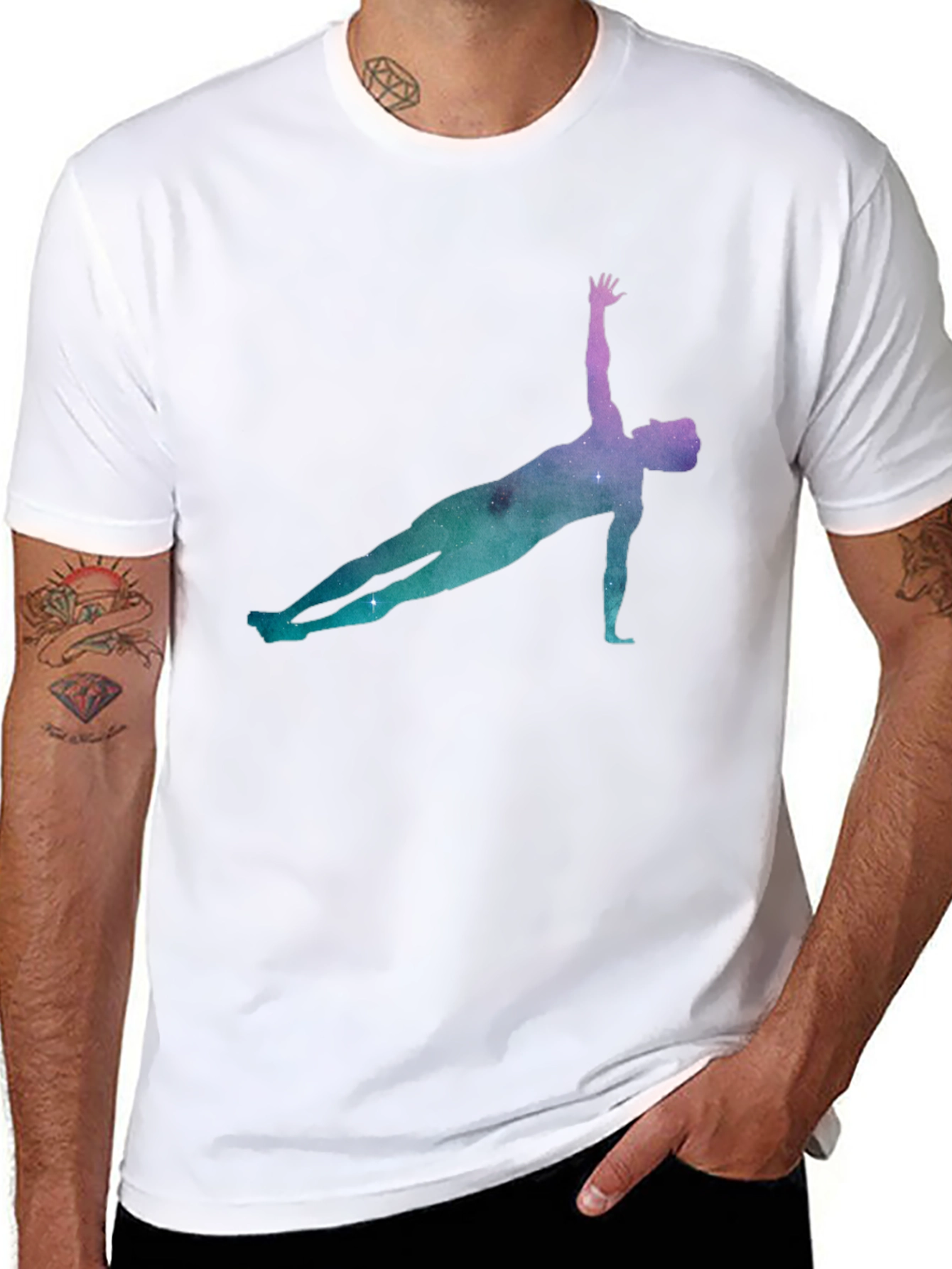 Cosmic Yoga Pose Black Tee