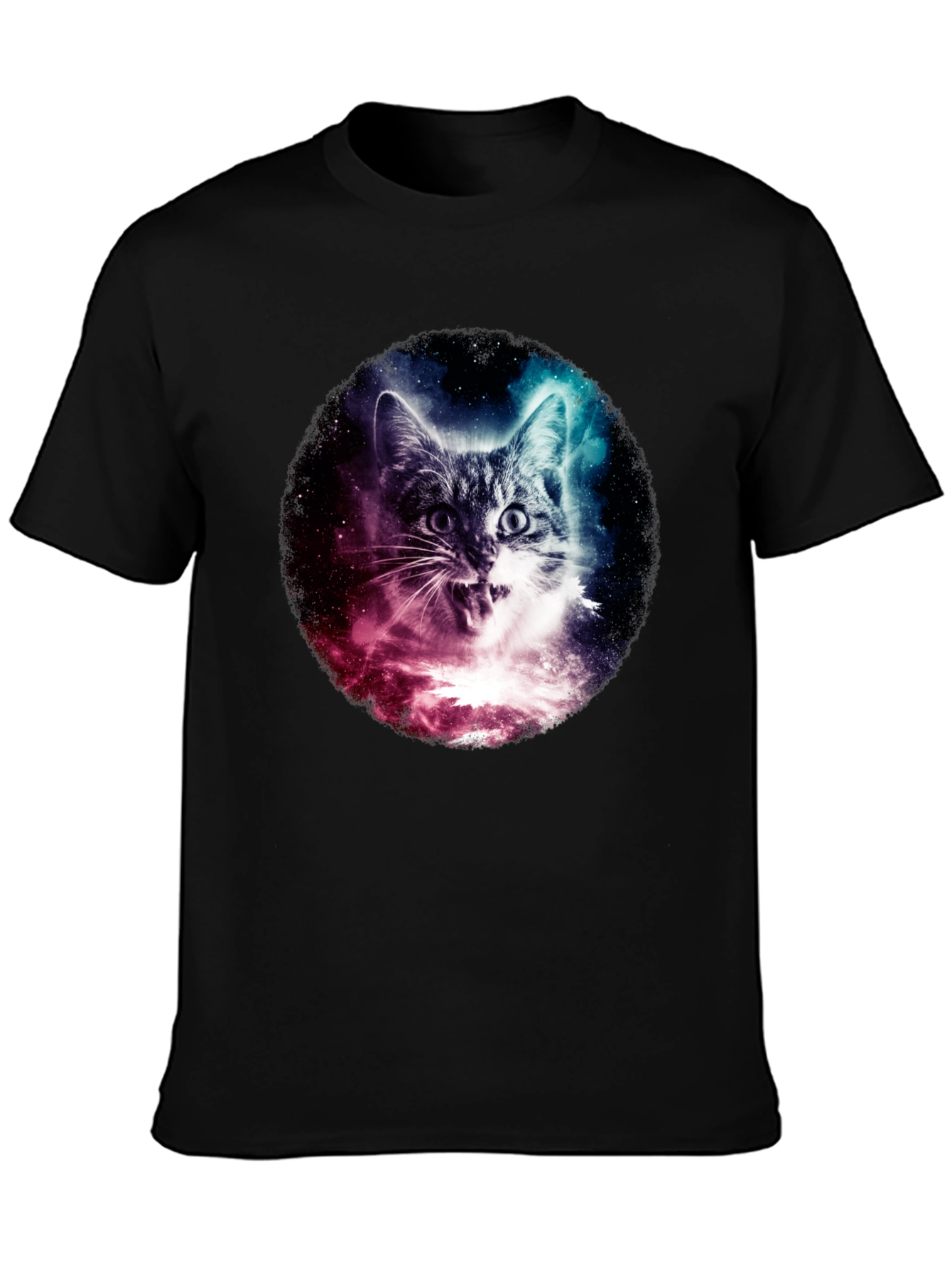 Cosmic Cat Graphic Black T-Shirt