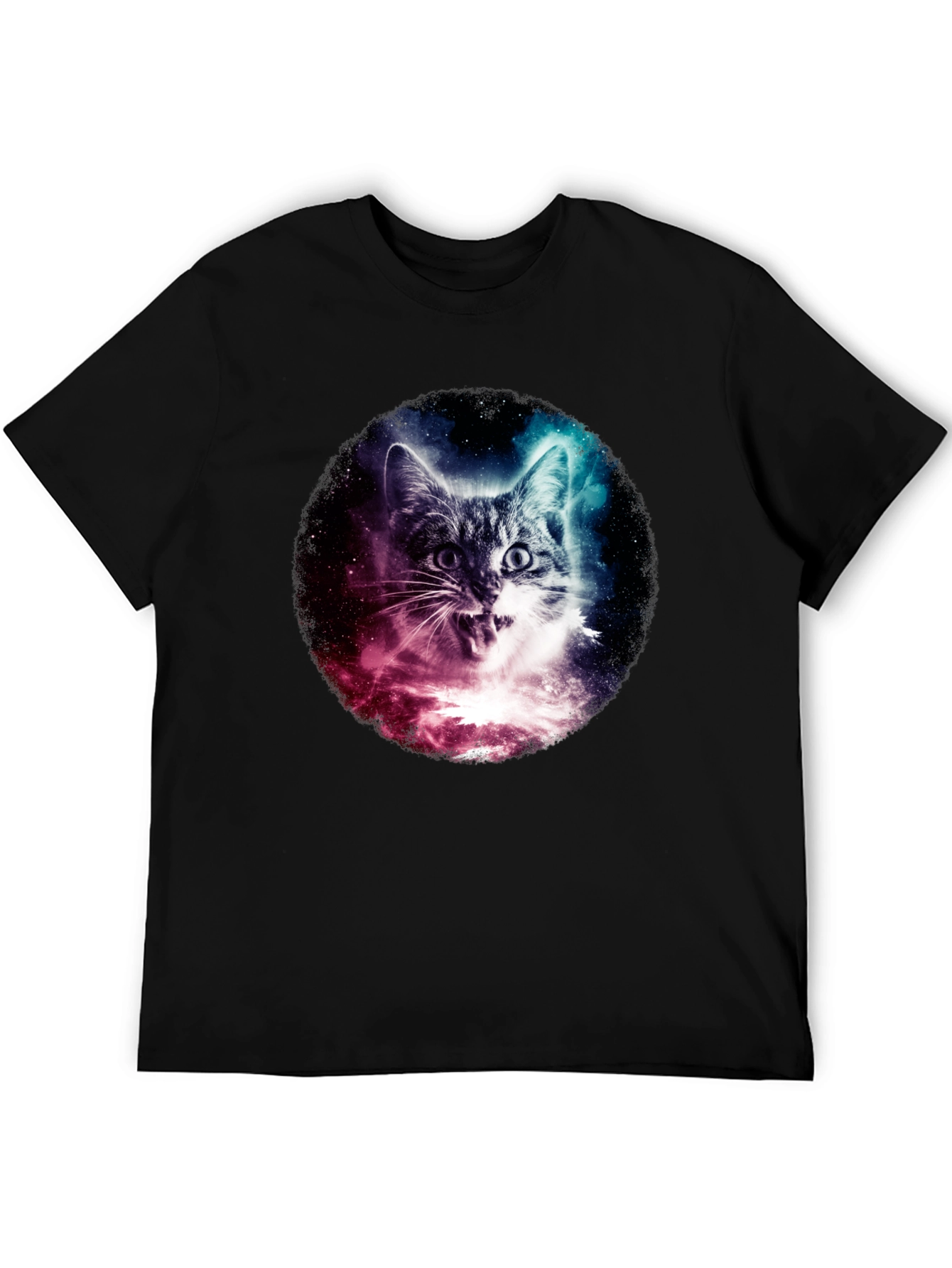 Cosmic Cat Graphic Black T-Shirt