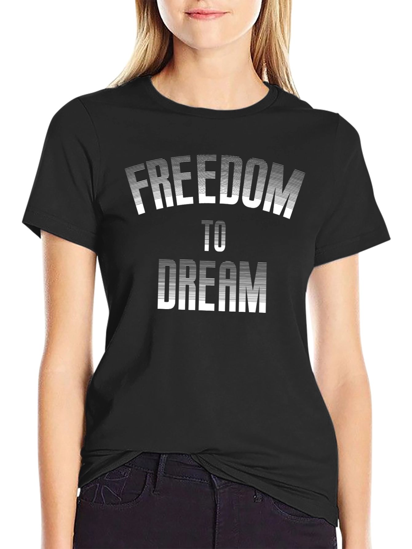 Freedom to Dream Graphic Tee - Black Casual T-Shirt