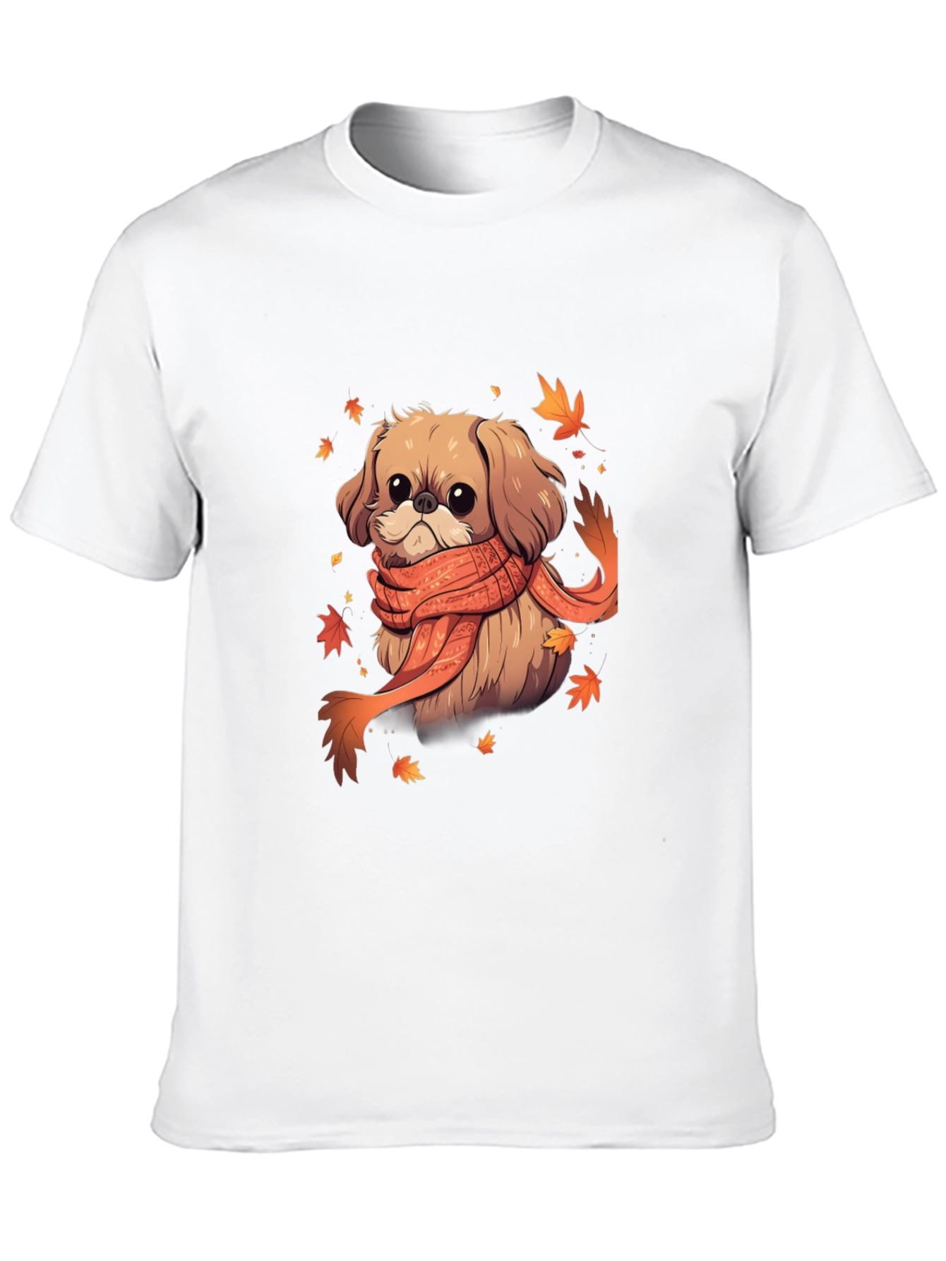Autumn Puppy Tee: Cute Dog with Scarf Shirt