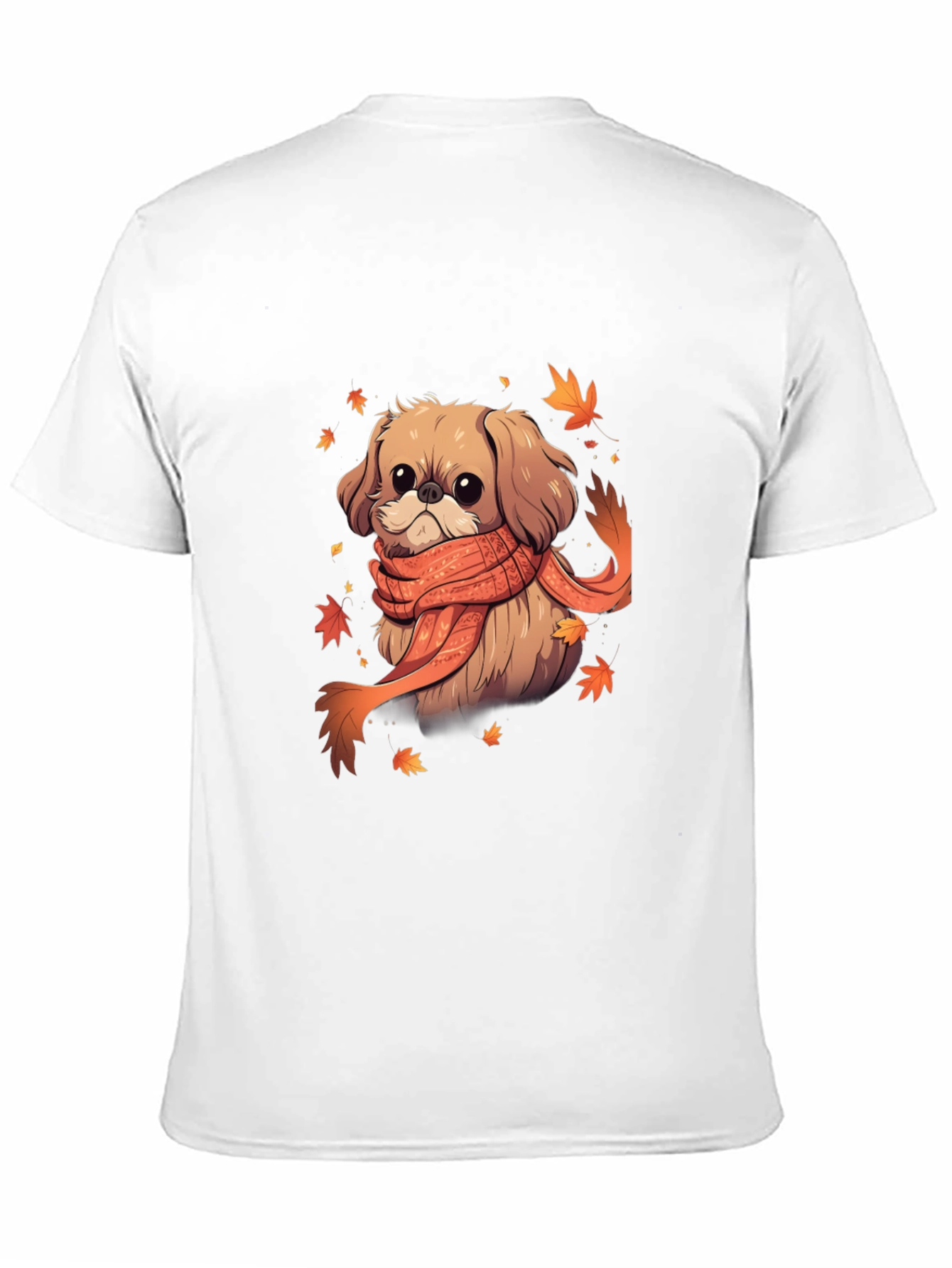 Autumn Puppy Tee: Cute Dog with Scarf Shirt