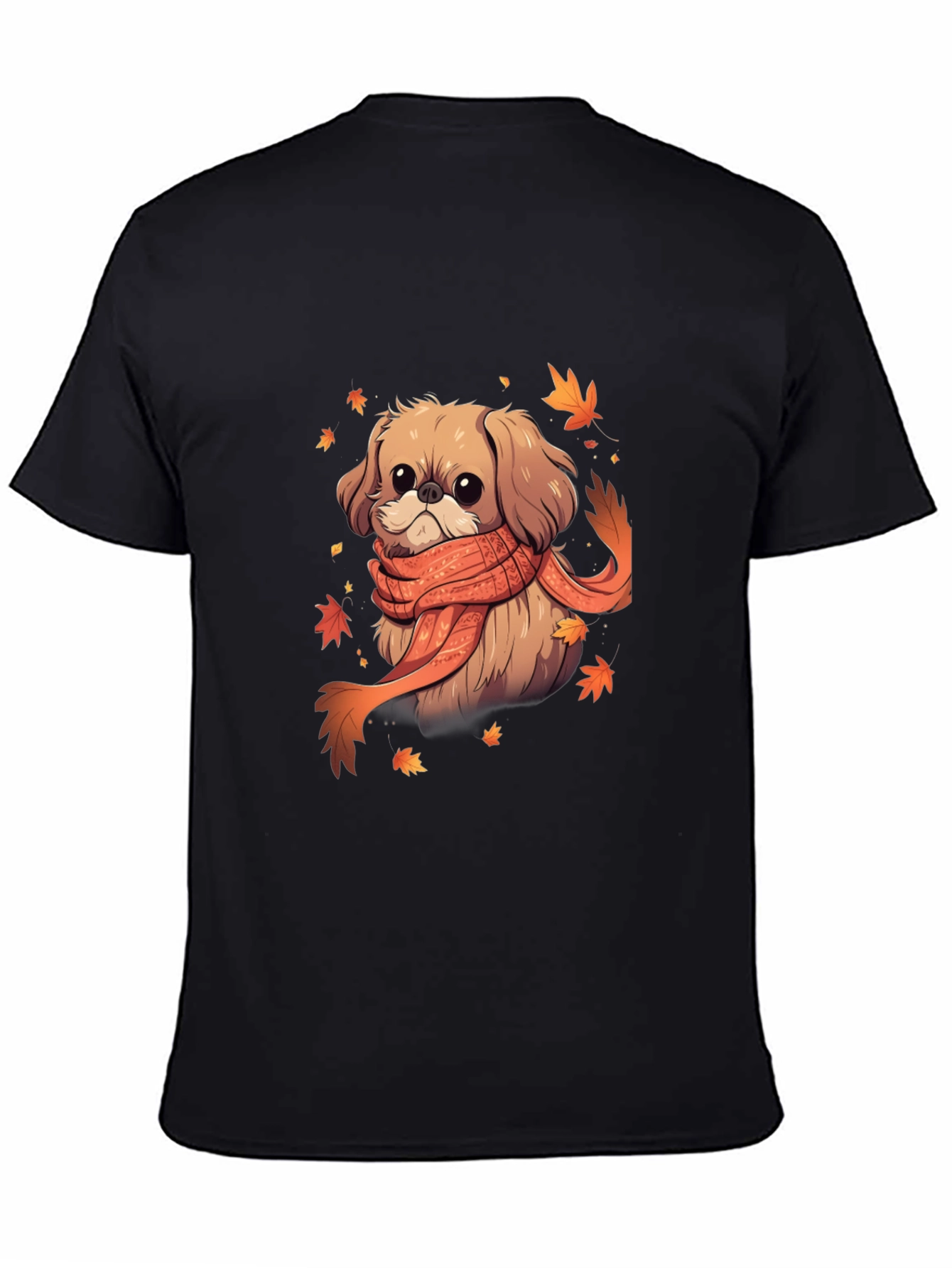 Autumn Puppy Tee: Cute Dog with Scarf Shirt