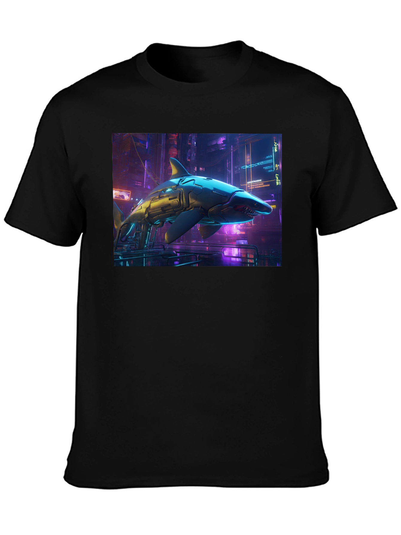 Cyberpunk Shark Graphic T-Shirt