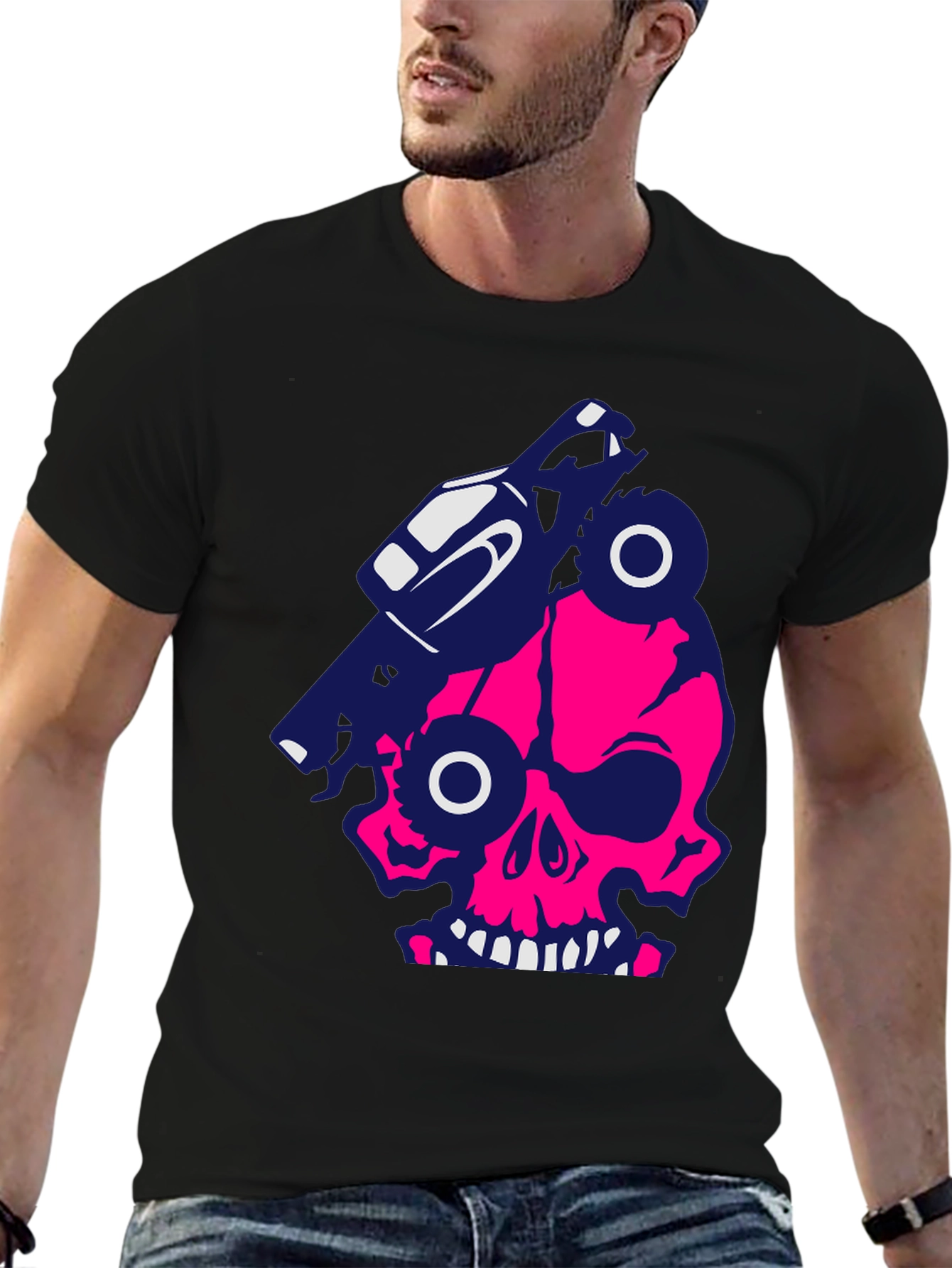 Skull Monster Truck Graphic Tee - Bold Style