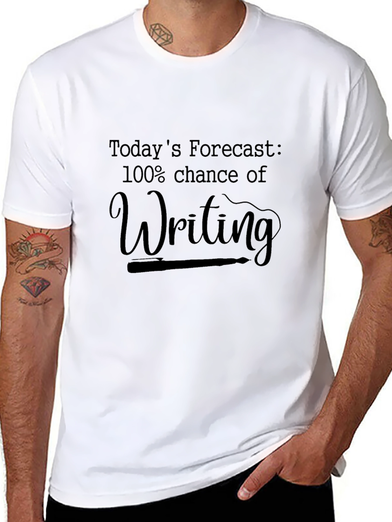 Funny Writer T-Shirt - 100% Chance of Writing