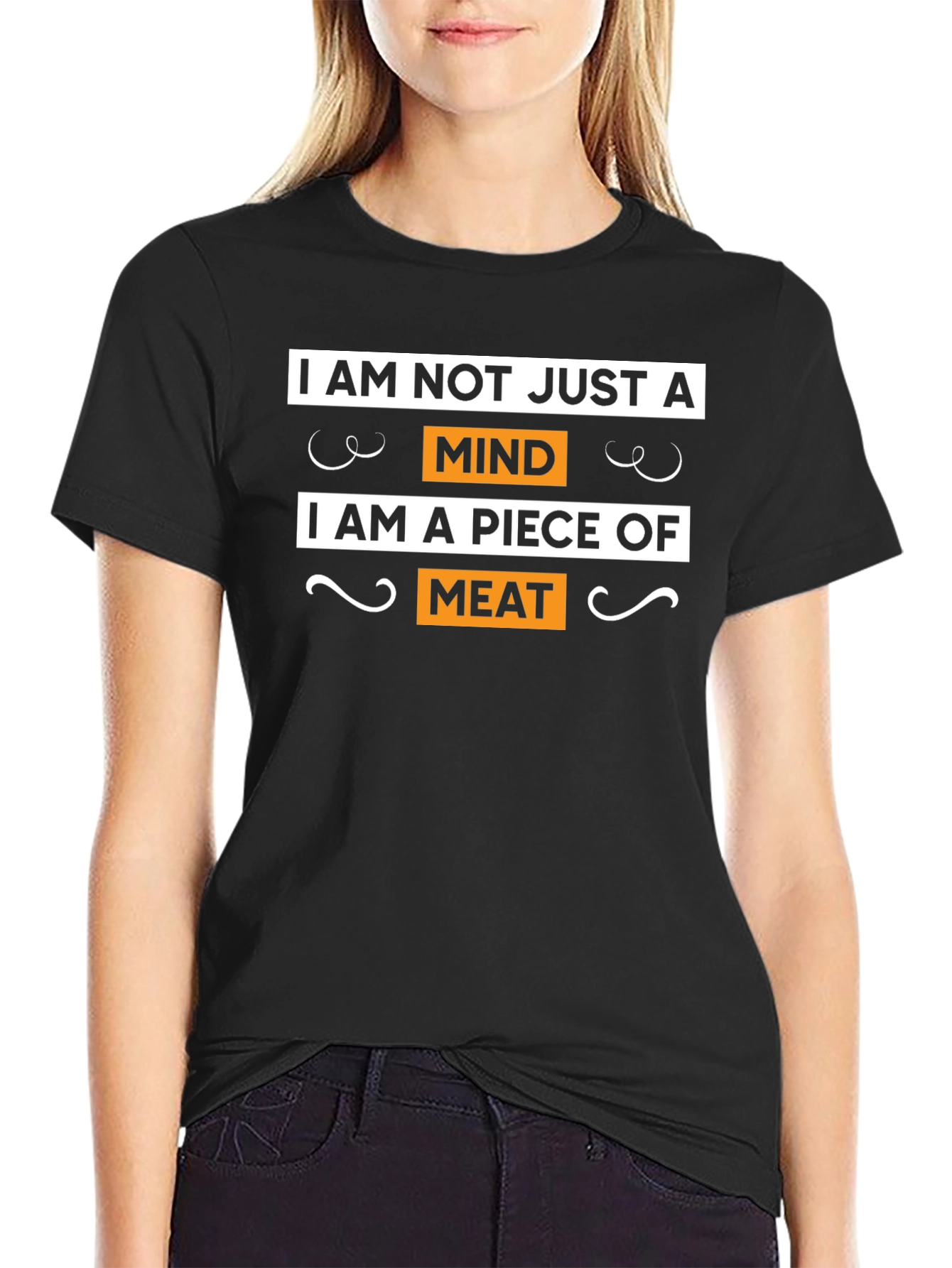 Humorous Mind & Meat Black Graphic T-Shirt