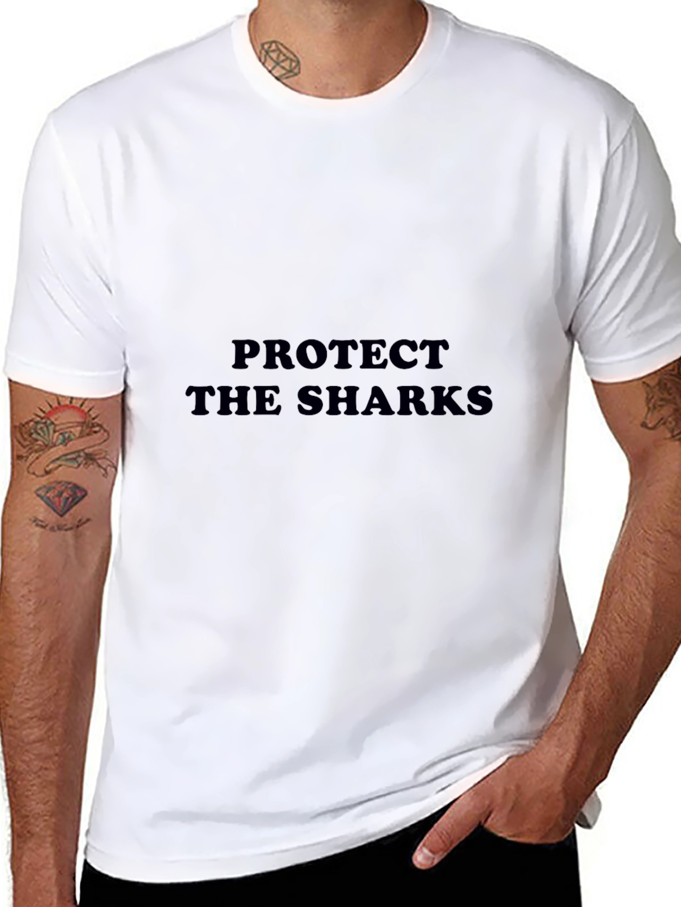 Protect the Sharks Black Cotton T-Shirt