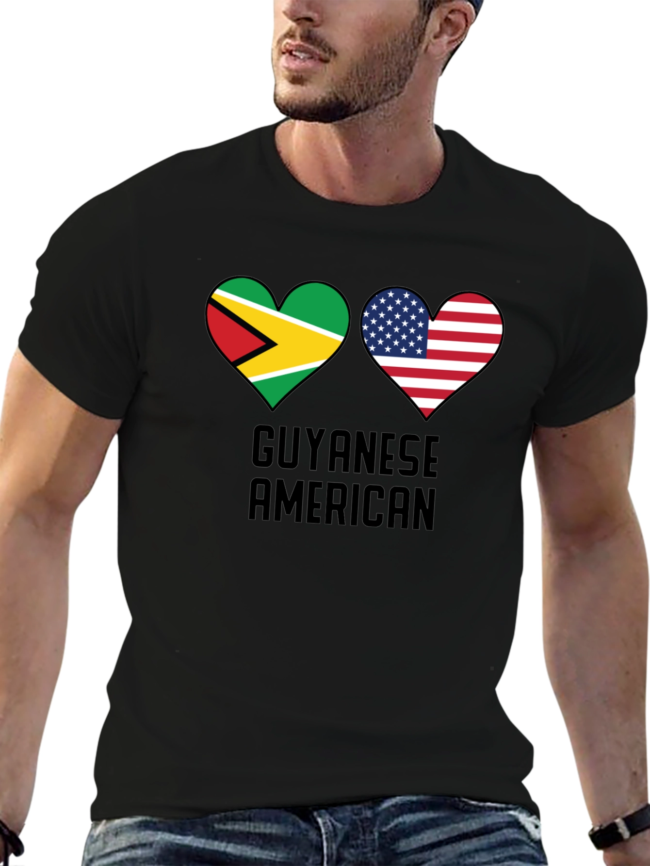 Guyanese American Flag Heart T-Shirt