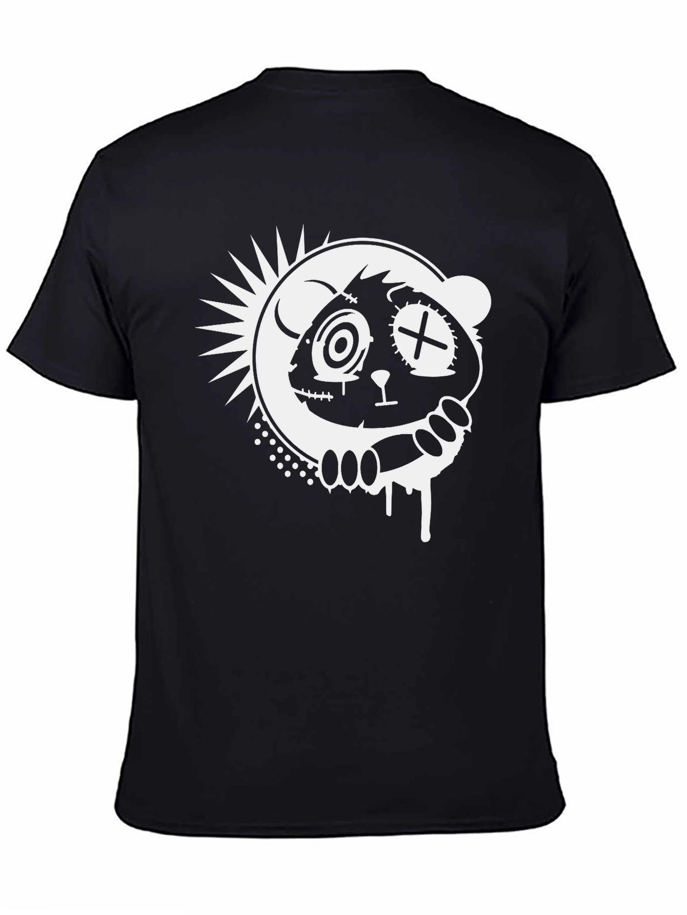 Black T-Shirt with Graphic Panda Design