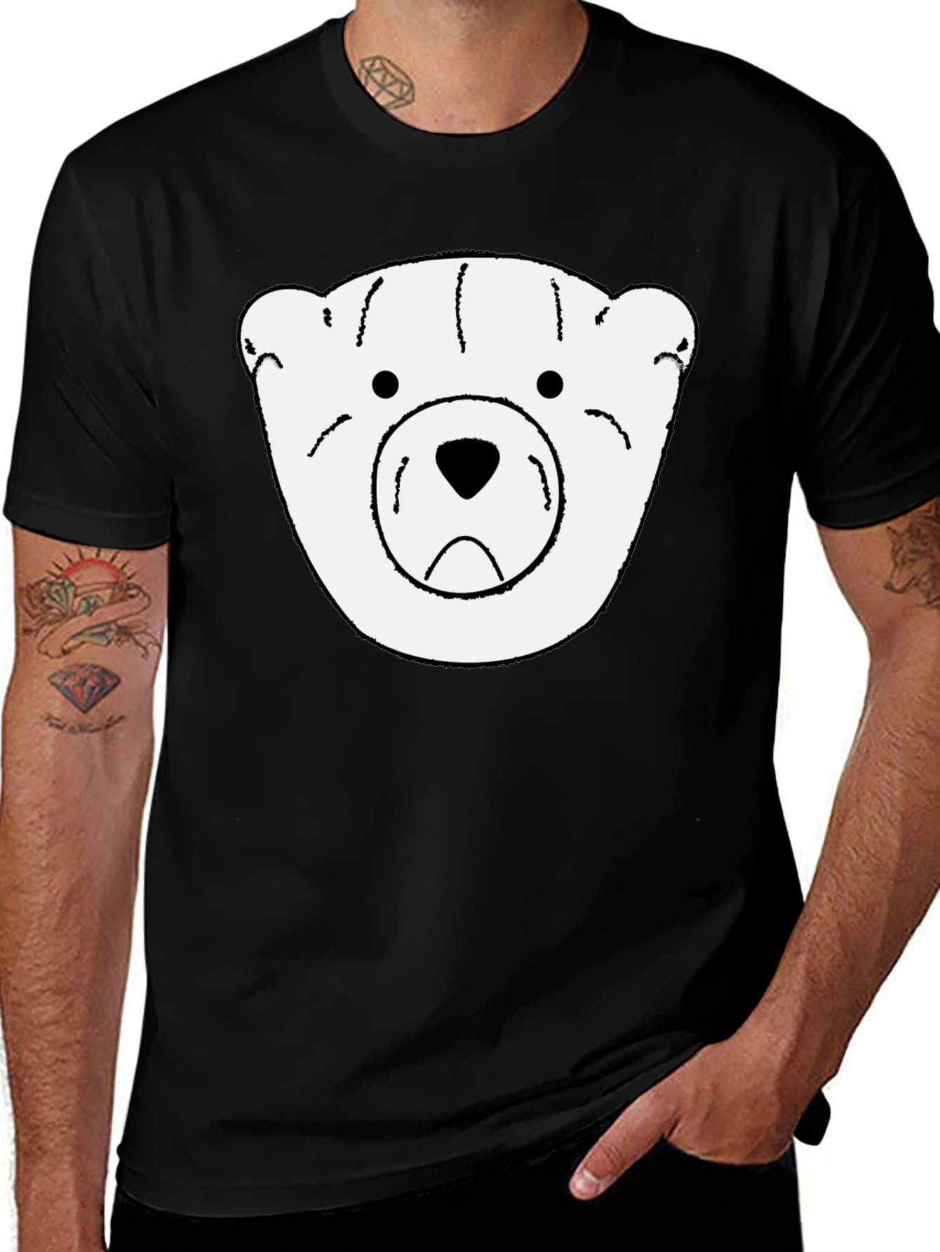 Bear Graphic Black T-Shirt - Soft & Stylish