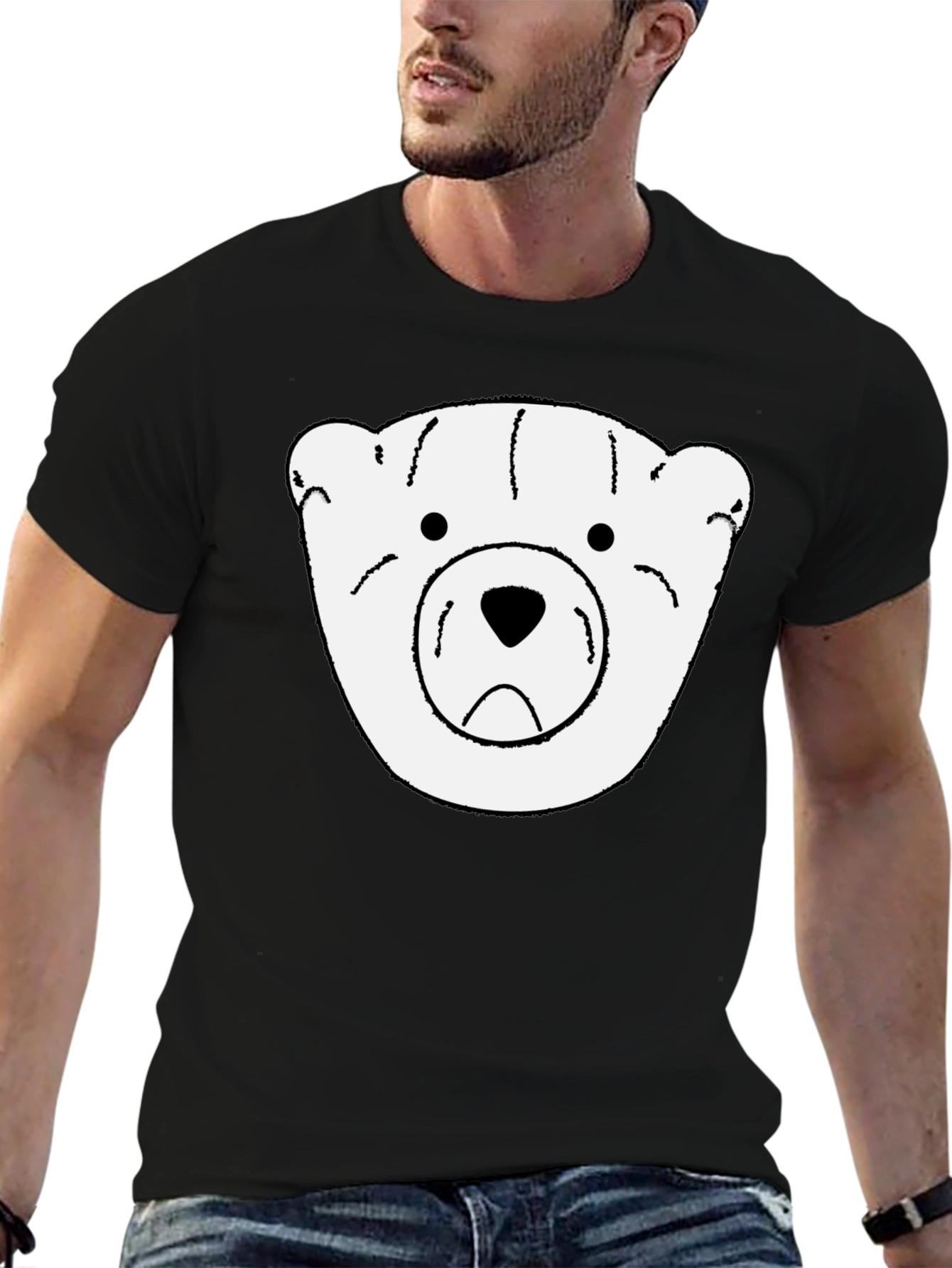 Bear Graphic Black T-Shirt - Soft & Stylish