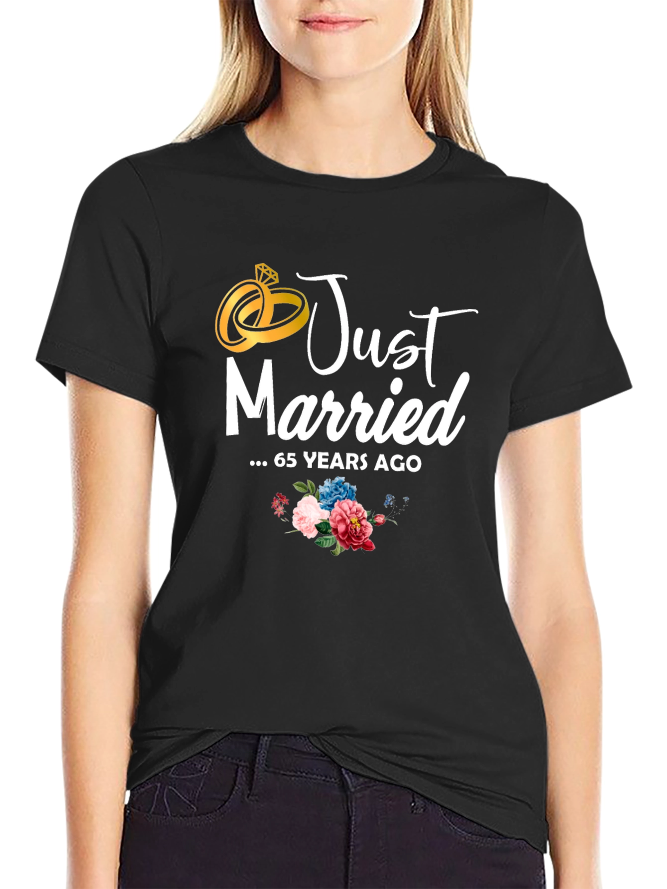 Just Married 65 Years Ago Anniversary T-Shirt