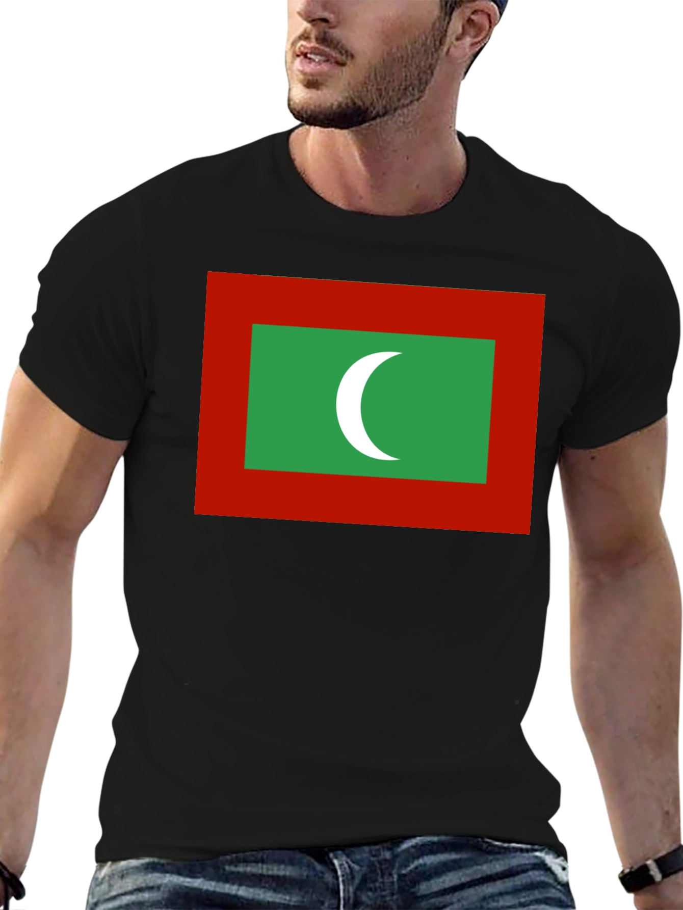 Maldives Flag T-Shirt - Black Cotton Tee